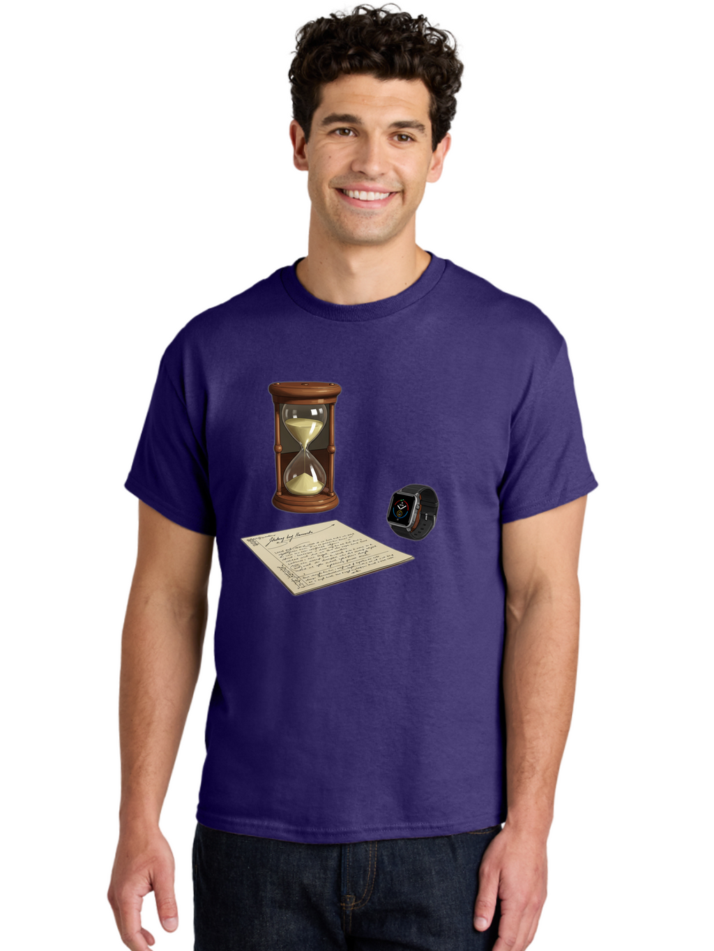 Hourglass-Watch-Letter Men'S Graphic Tee, 100% Cotton, Comfortable Casual Summer Wear, Machine Washable, Vintage Camera, Old Camera, Antique Camera, Black Camera, Classic Photography, Photography Equipment, Nostalgic Device, Film Camera, Bag597