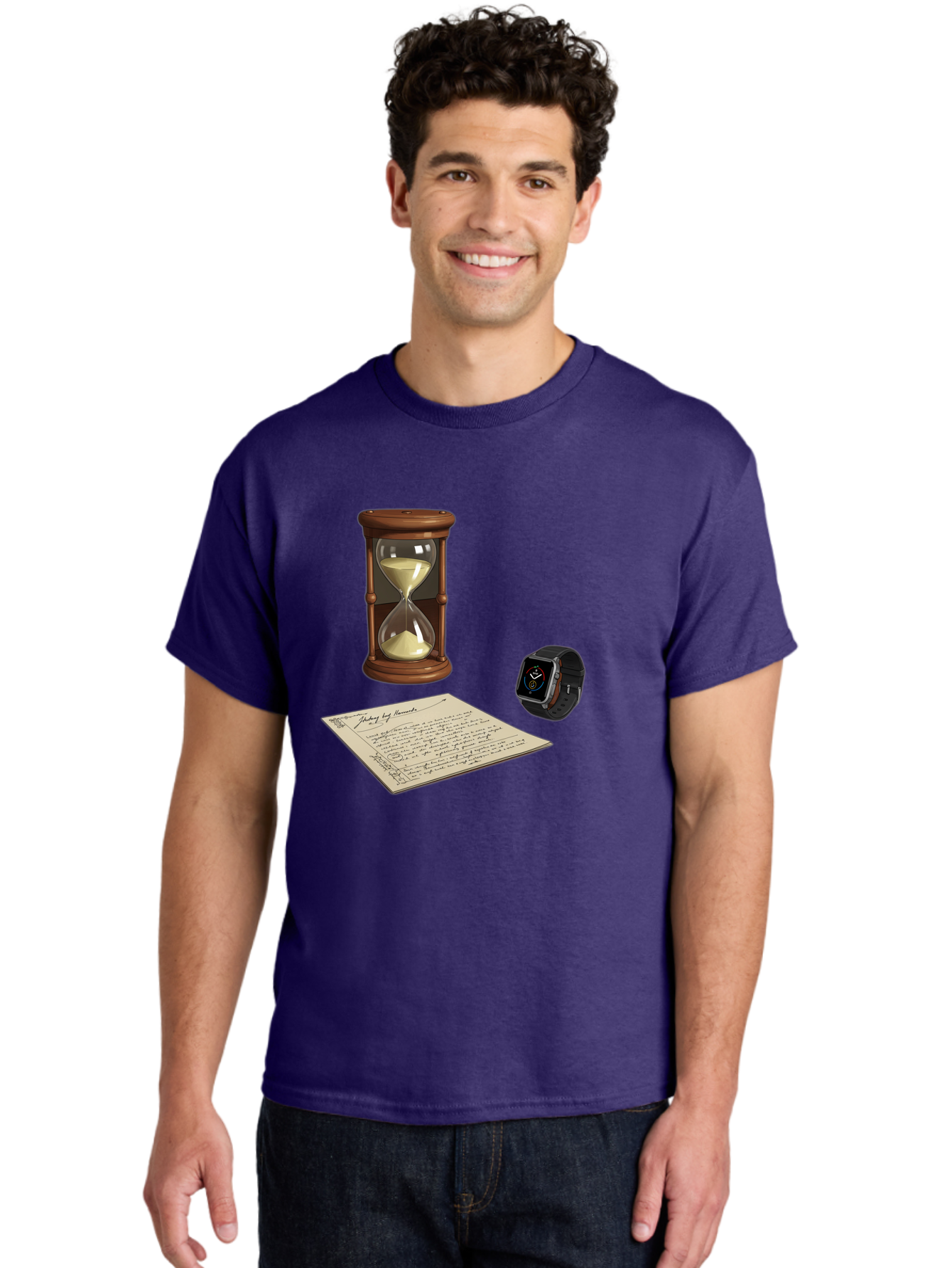 Hourglass-Watch-Letter Men'S Graphic Tee, 100% Cotton, Comfortable Casual Summer Wear, Machine Washable, Vintage Camera, Old Camera, Antique Camera, Black Camera, Classic Photography, Photography Equipment, Nostalgic Device, Film Camera, Bag597