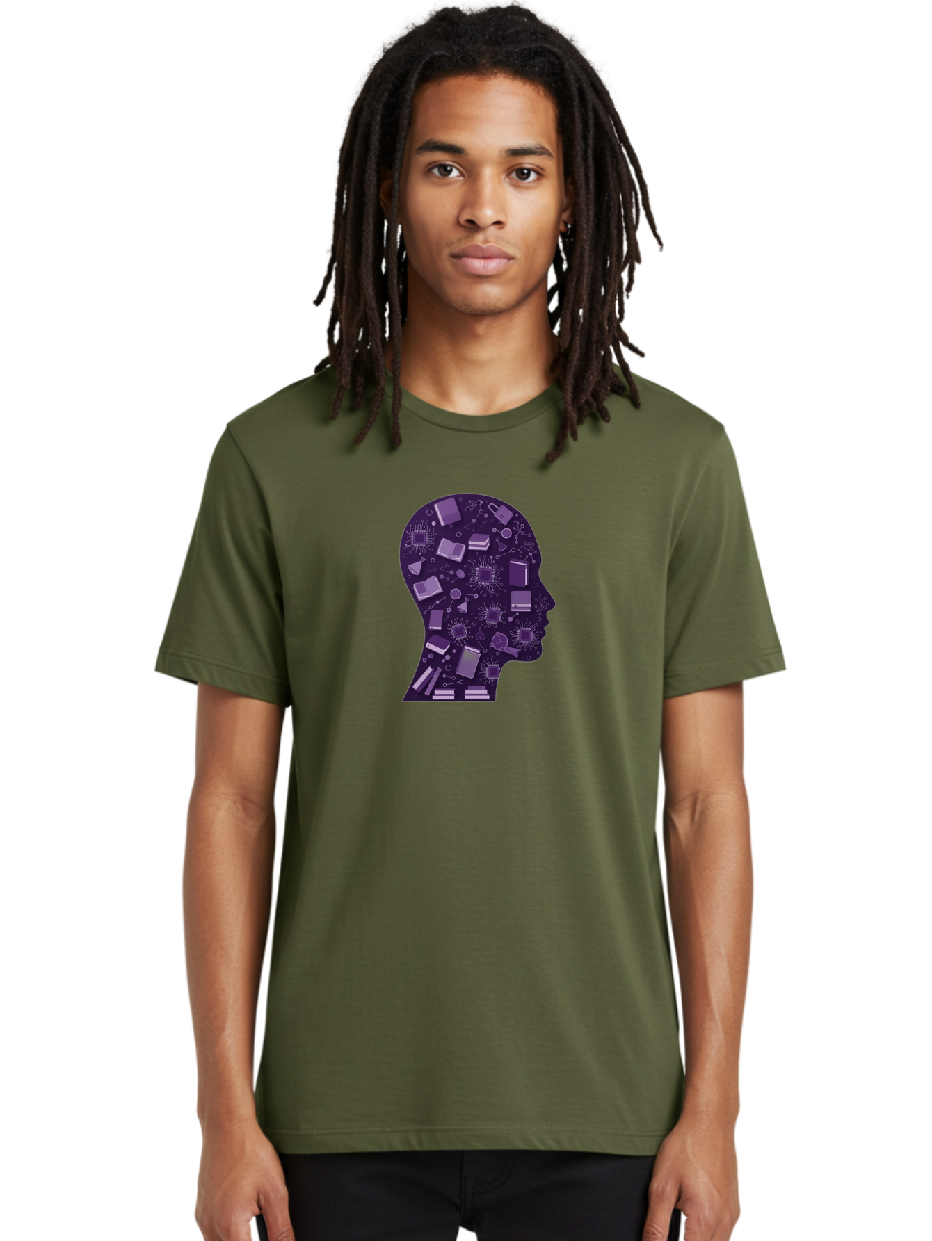 Human-Head-Silhouette Men'S Graphic Tee, 100% Cotton, Comfortable Casual Summer Wear, Machine Washable, Vintage Camera, Old Camera, Antique Camera, Black Camera, Classic Photography, Photography Equipment, Nostalgic Device, Film Camera, Bag601