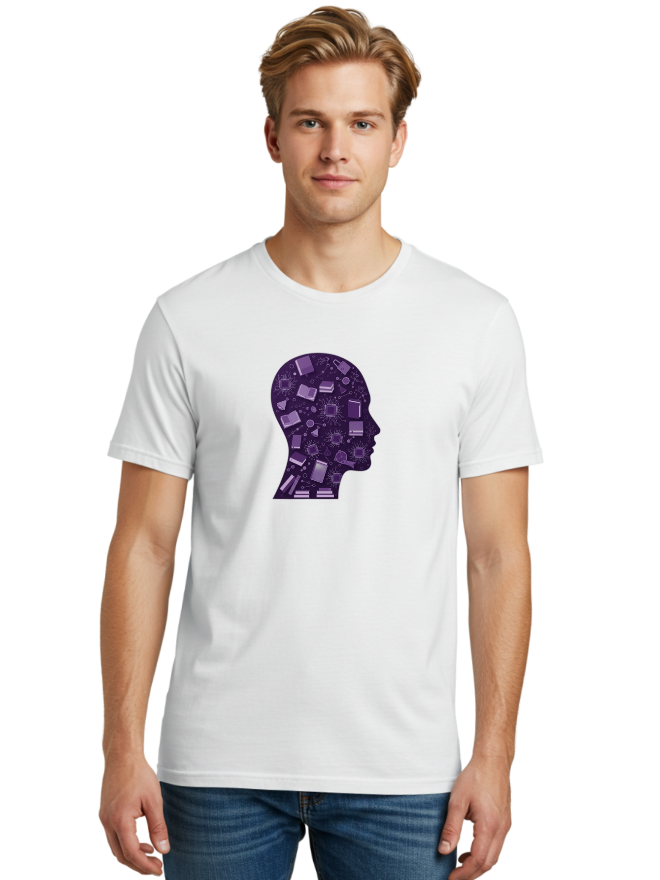 Human-Head-Silhouette Men'S Graphic Tee, 100% Cotton, Comfortable Casual Summer Wear, Machine Washable, Vintage Camera, Old Camera, Antique Camera, Black Camera, Classic Photography, Photography Equipment, Nostalgic Device, Film Camera, Bag601