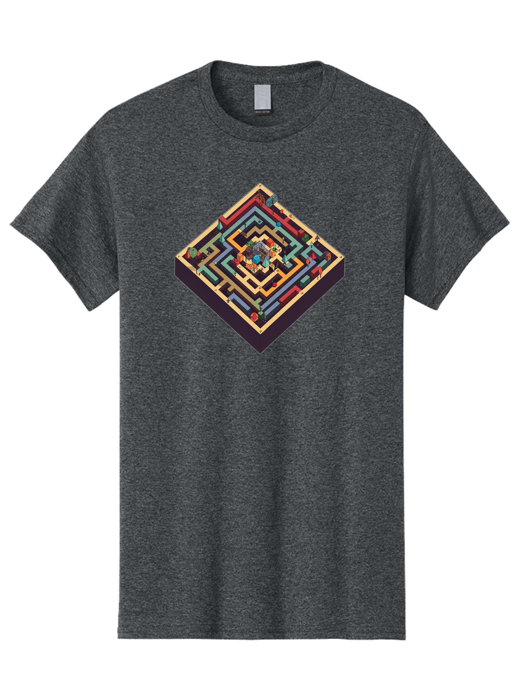 Isometric-Labyrinth Men'S Graphic Tee, 100% Cotton, Comfortable Casual Summer Wear, Machine Washable, Vintage Camera, Old Camera, Antique Camera, Black Camera, Classic Photography, Photography Equipment, Nostalgic Device, Film Camera, Bag620