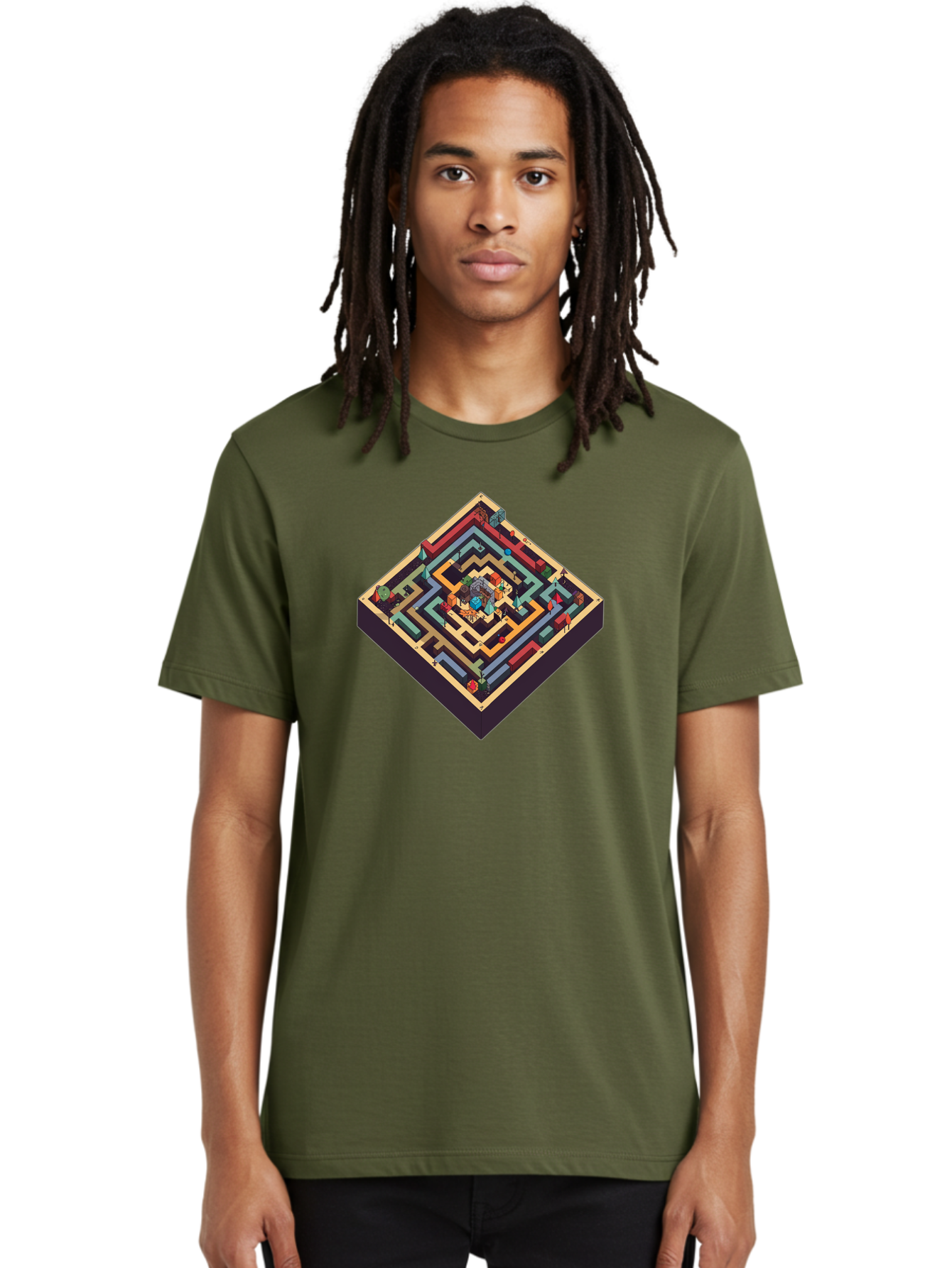 Isometric-Labyrinth Men'S Graphic Tee, 100% Cotton, Comfortable Casual Summer Wear, Machine Washable, Vintage Camera, Old Camera, Antique Camera, Black Camera, Classic Photography, Photography Equipment, Nostalgic Device, Film Camera, Bag620