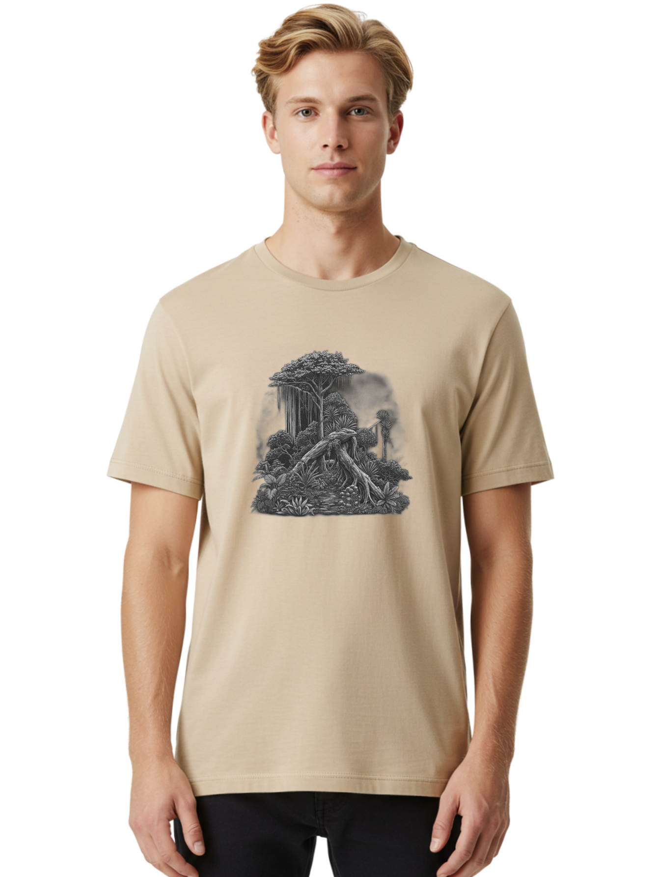 Jungle-Scene Men'S Graphic Tee, 100% Cotton, Comfortable Casual Summer Wear, Machine Washable, Vintage Camera, Old Camera, Antique Camera, Black Camera, Classic Photography, Photography Equipment, Nostalgic Device, Film Camera, Camera Art Bag624