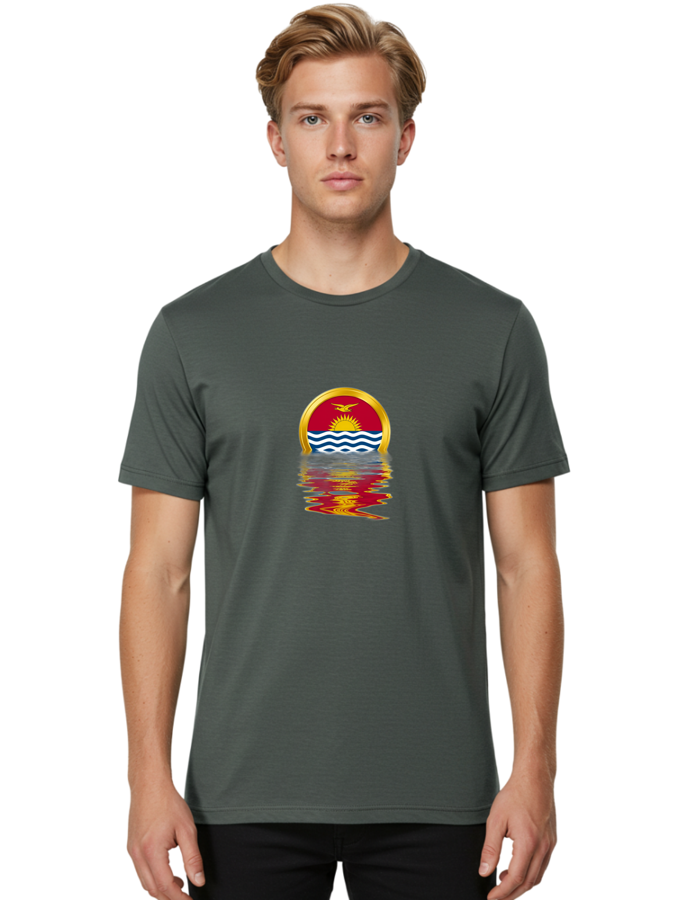Kiribati-Flag-6 Men'S Graphic Tee, 100% Cotton, Comfortable Casual Summer Wear, Machine Washable, Vintage Camera, Old Camera, Antique Camera, Black Camera, Classic Photography, Photography Equipment, Nostalgic Device, Film Camera, Camera Art Bag648