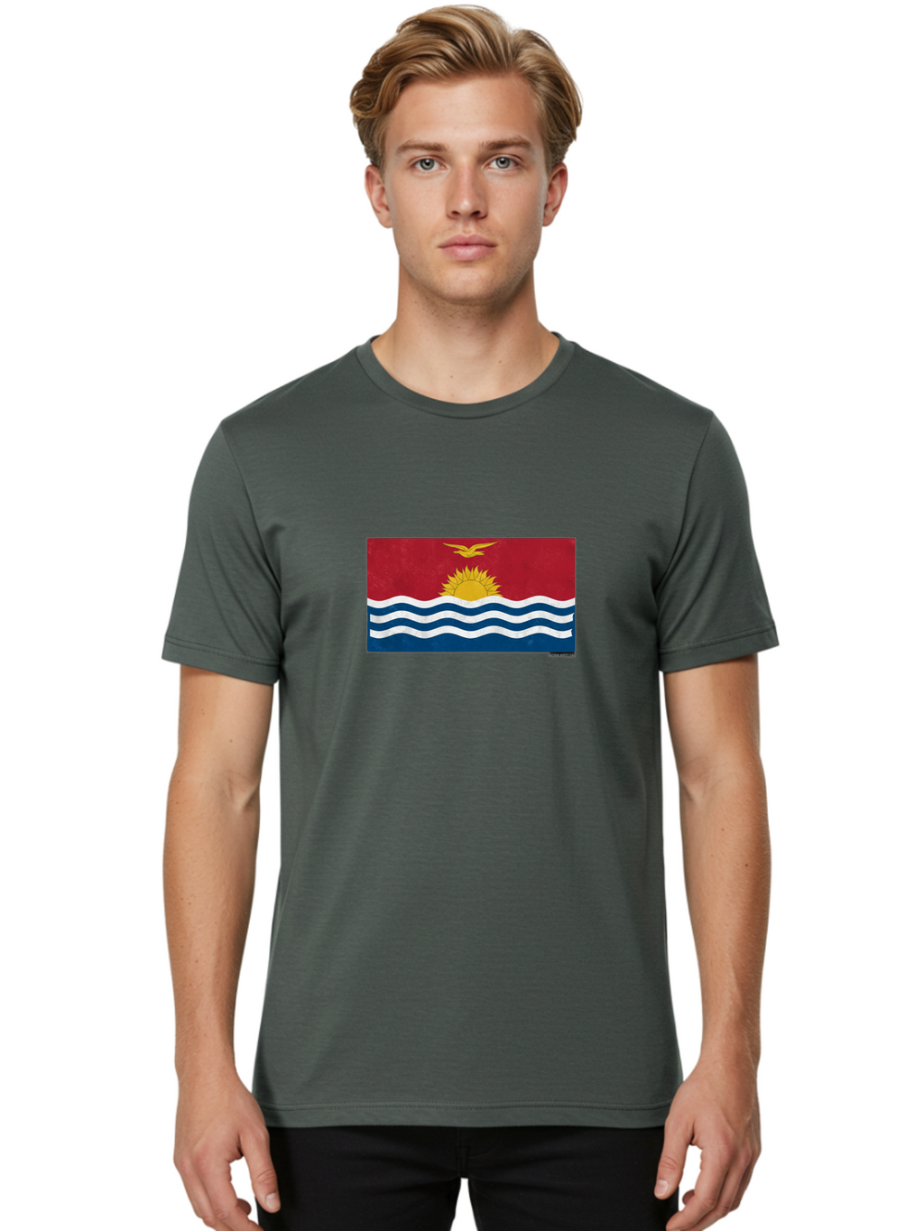 Kiribati-Flag-7 Men'S Graphic Tee, 100% Cotton, Comfortable Casual Summer Wear, Machine Washable, Vintage Camera, Old Camera, Antique Camera, Black Camera, Classic Photography, Photography Equipment, Nostalgic Device, Film Camera, Camera Art Bag649