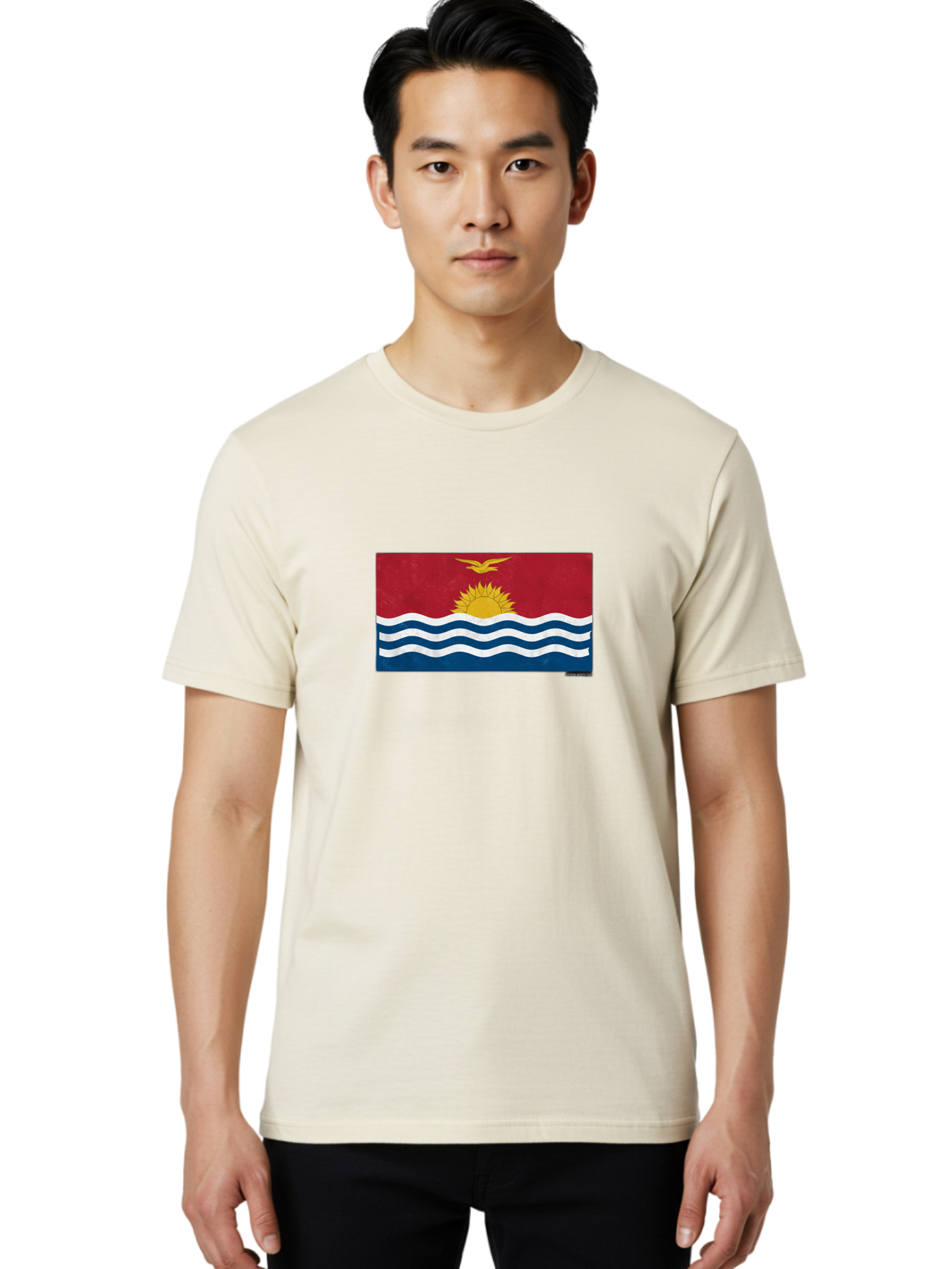 Kiribati-Flag-7 Men'S Graphic Tee, 100% Cotton, Comfortable Casual Summer Wear, Machine Washable, Vintage Camera, Old Camera, Antique Camera, Black Camera, Classic Photography, Photography Equipment, Nostalgic Device, Film Camera, Camera Art Bag649