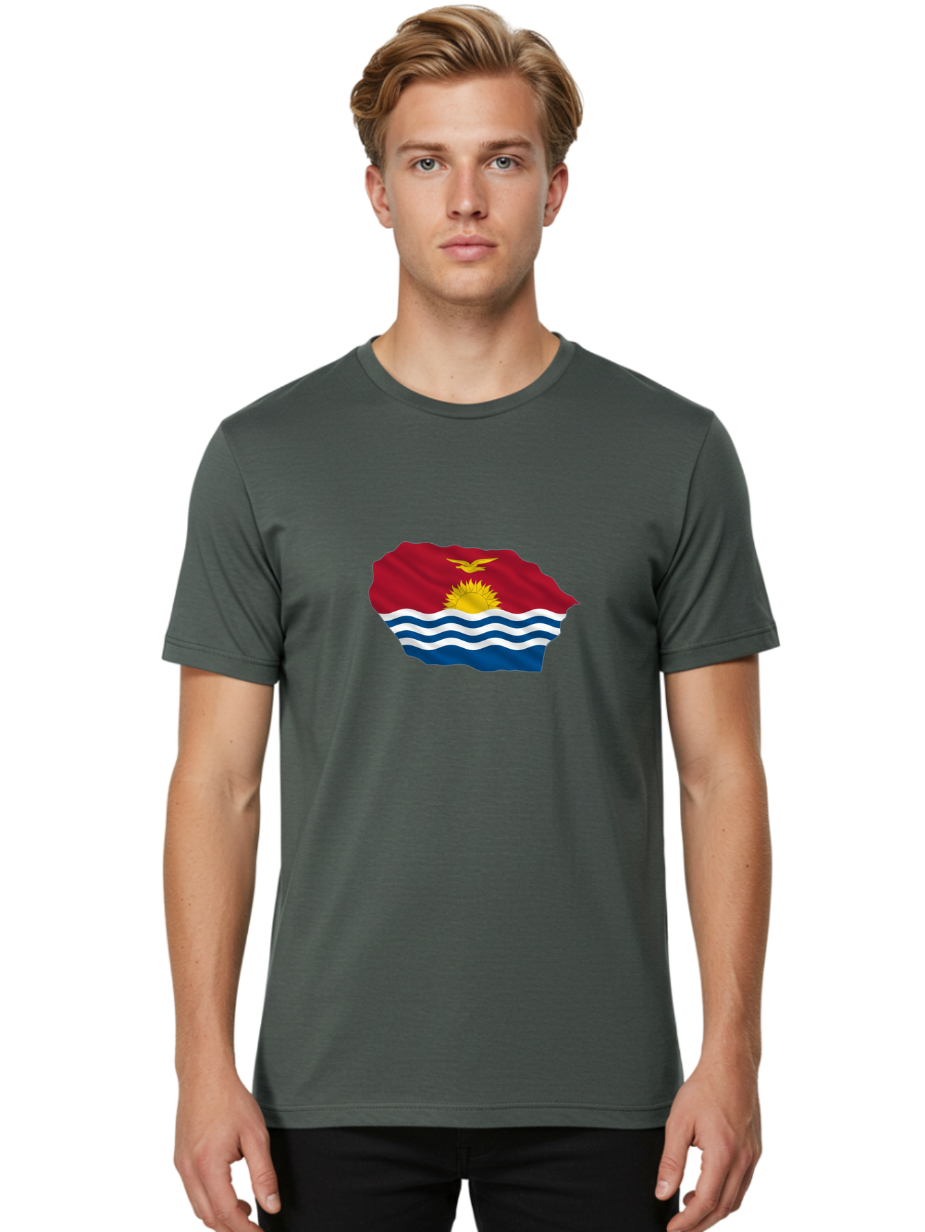 Kiribati-Flag-9 Men'S Graphic Tee, 100% Cotton, Comfortable Casual Summer Wear, Machine Washable, Vintage Camera, Old Camera, Antique Camera, Black Camera, Classic Photography, Photography Equipment, Nostalgic Device, Film Camera, Camera Art Bag651