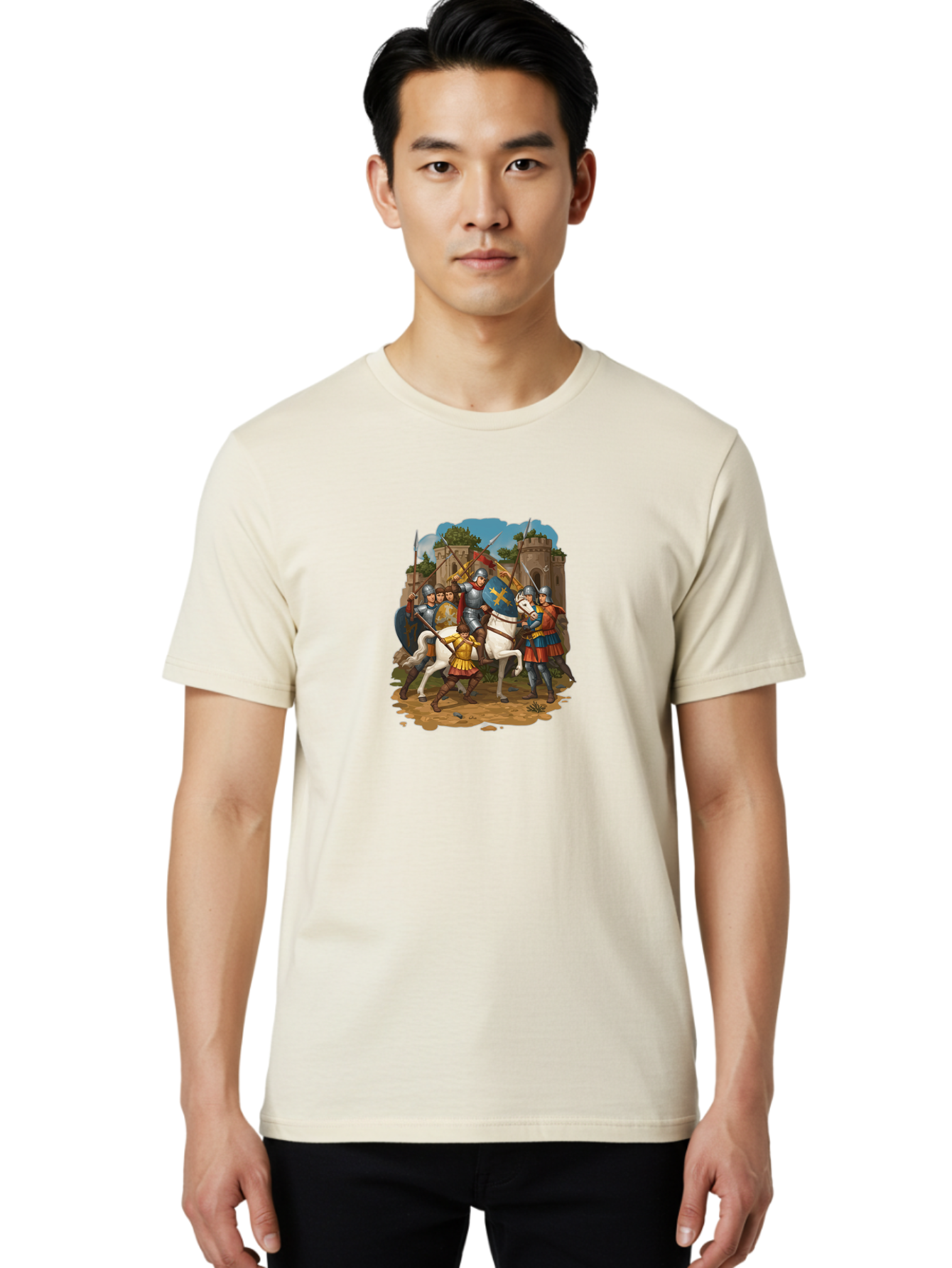 Knights-On-Horseback Men'S Graphic Tee, 100% Cotton, Comfortable Casual Summer Wear, Machine Washable, Vintage Camera, Old Camera, Antique Camera, Black Camera, Classic Photography, Photography Equipment, Nostalgic Device, Film Camera, Bag657