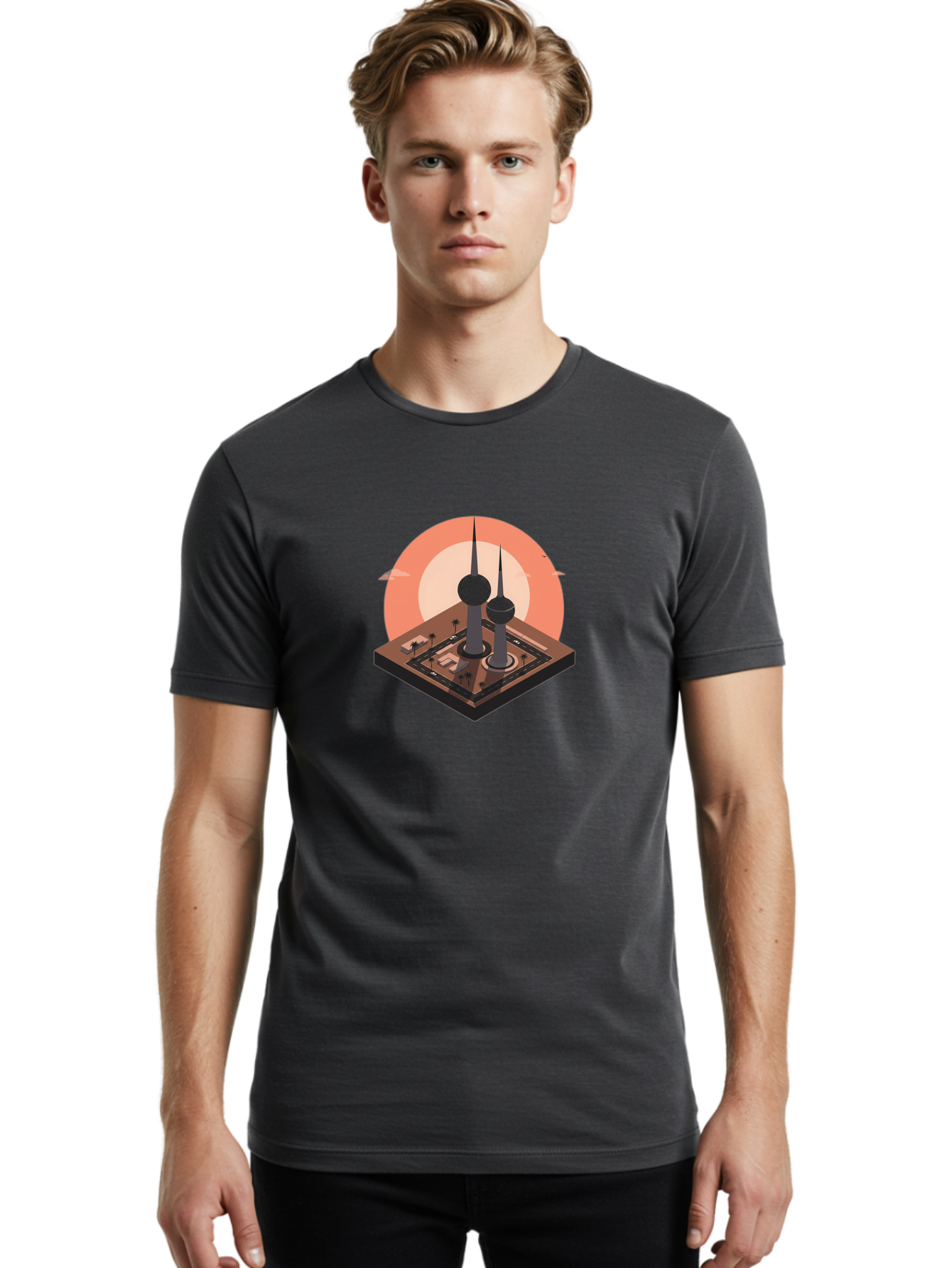 Kuwait-Towers-2 Men'S Graphic Tee, 100% Cotton, Comfortable Casual Summer Wear, Machine Washable, Vintage Camera, Old Camera, Antique Camera, Black Camera, Classic Photography, Photography Equipment, Nostalgic Device, Film Camera, Camera Art Bag669