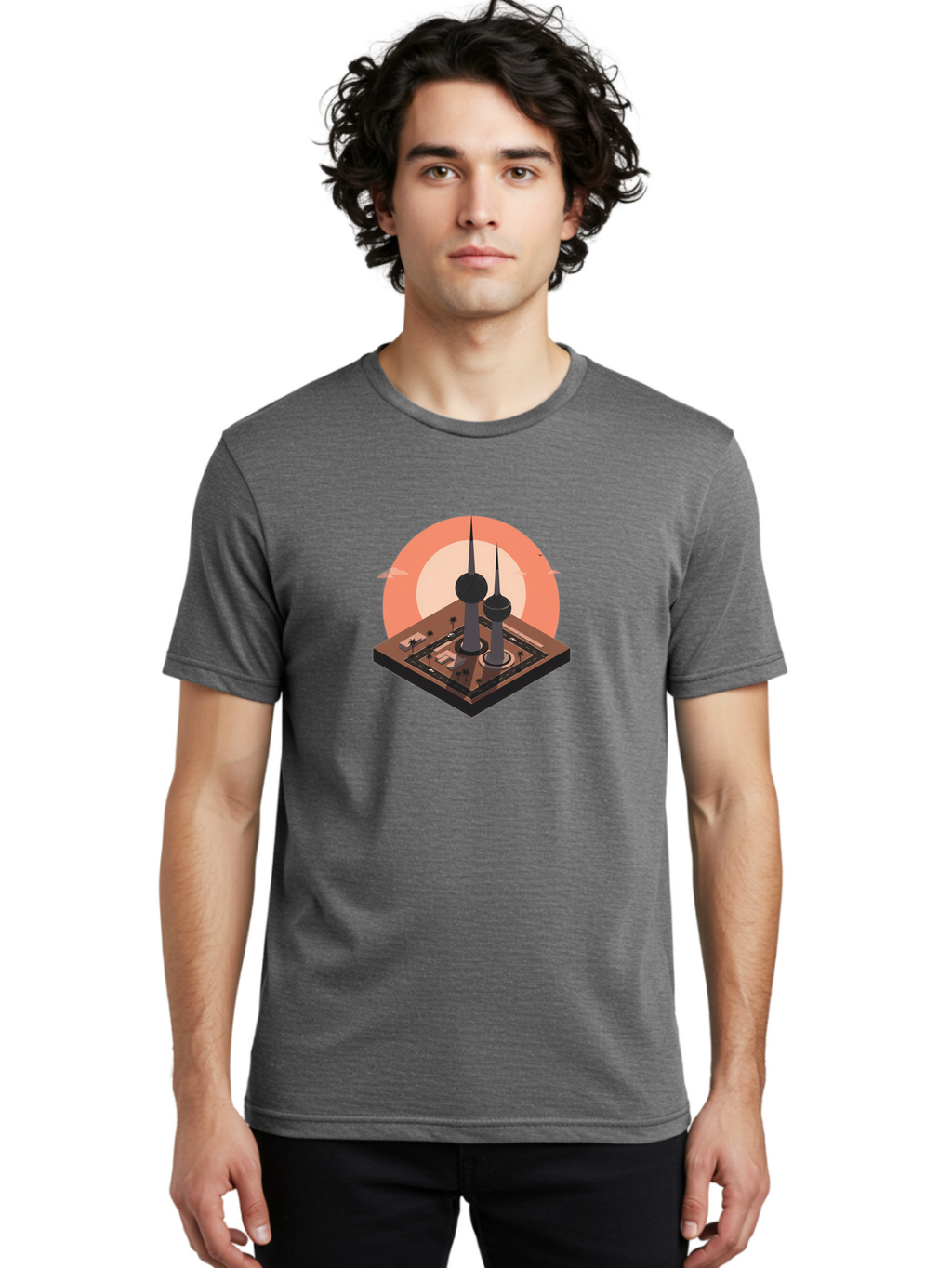 Kuwait-Towers-2 Men'S Graphic Tee, 100% Cotton, Comfortable Casual Summer Wear, Machine Washable, Vintage Camera, Old Camera, Antique Camera, Black Camera, Classic Photography, Photography Equipment, Nostalgic Device, Film Camera, Camera Art Bag669