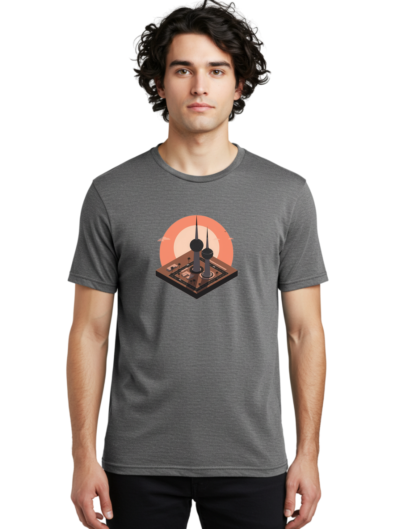 Kuwait-Towers-2 Men'S Graphic Tee, 100% Cotton, Comfortable Casual Summer Wear, Machine Washable, Vintage Camera, Old Camera, Antique Camera, Black Camera, Classic Photography, Photography Equipment, Nostalgic Device, Film Camera, Camera Art Bag669