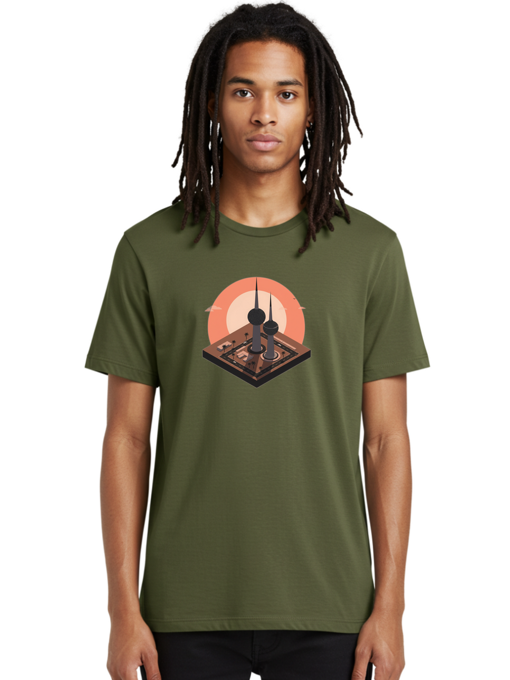 Kuwait-Towers-2 Men'S Graphic Tee, 100% Cotton, Comfortable Casual Summer Wear, Machine Washable, Vintage Camera, Old Camera, Antique Camera, Black Camera, Classic Photography, Photography Equipment, Nostalgic Device, Film Camera, Camera Art Bag669