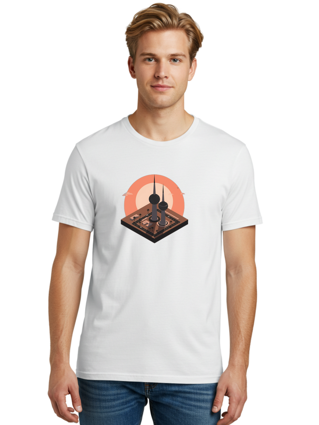 Kuwait-Towers-2 Men'S Graphic Tee, 100% Cotton, Comfortable Casual Summer Wear, Machine Washable, Vintage Camera, Old Camera, Antique Camera, Black Camera, Classic Photography, Photography Equipment, Nostalgic Device, Film Camera, Camera Art Bag669
