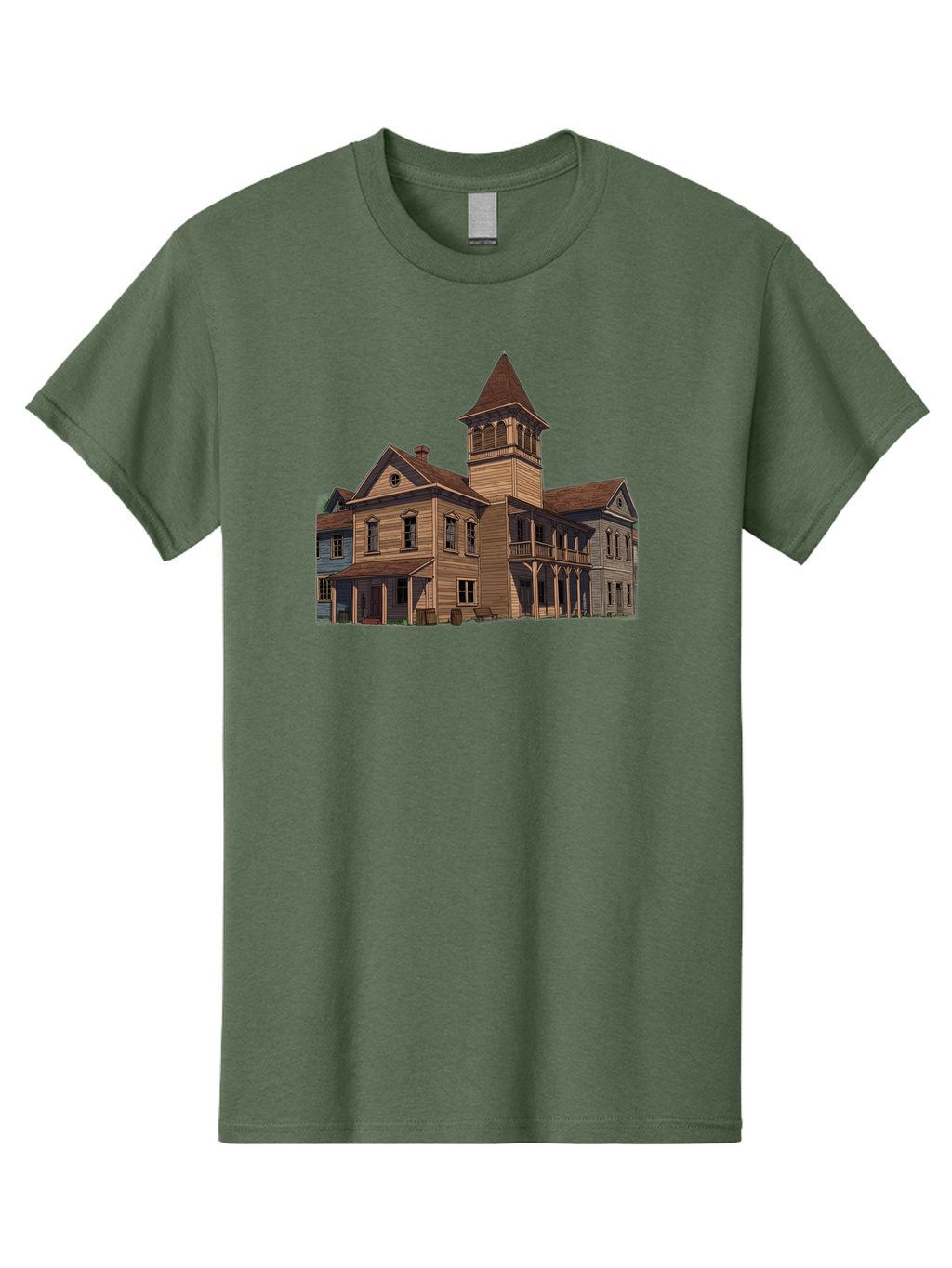 Large-Building-With-Tower Men'S Graphic Tee, 100% Cotton, Comfortable Casual Summer Wear, Machine Washable, Vintage Camera, Old Camera, Antique Camera, Black Camera, Classic Photography, Photography Equipment, Nostalgic Device, Film Camera, Bag680