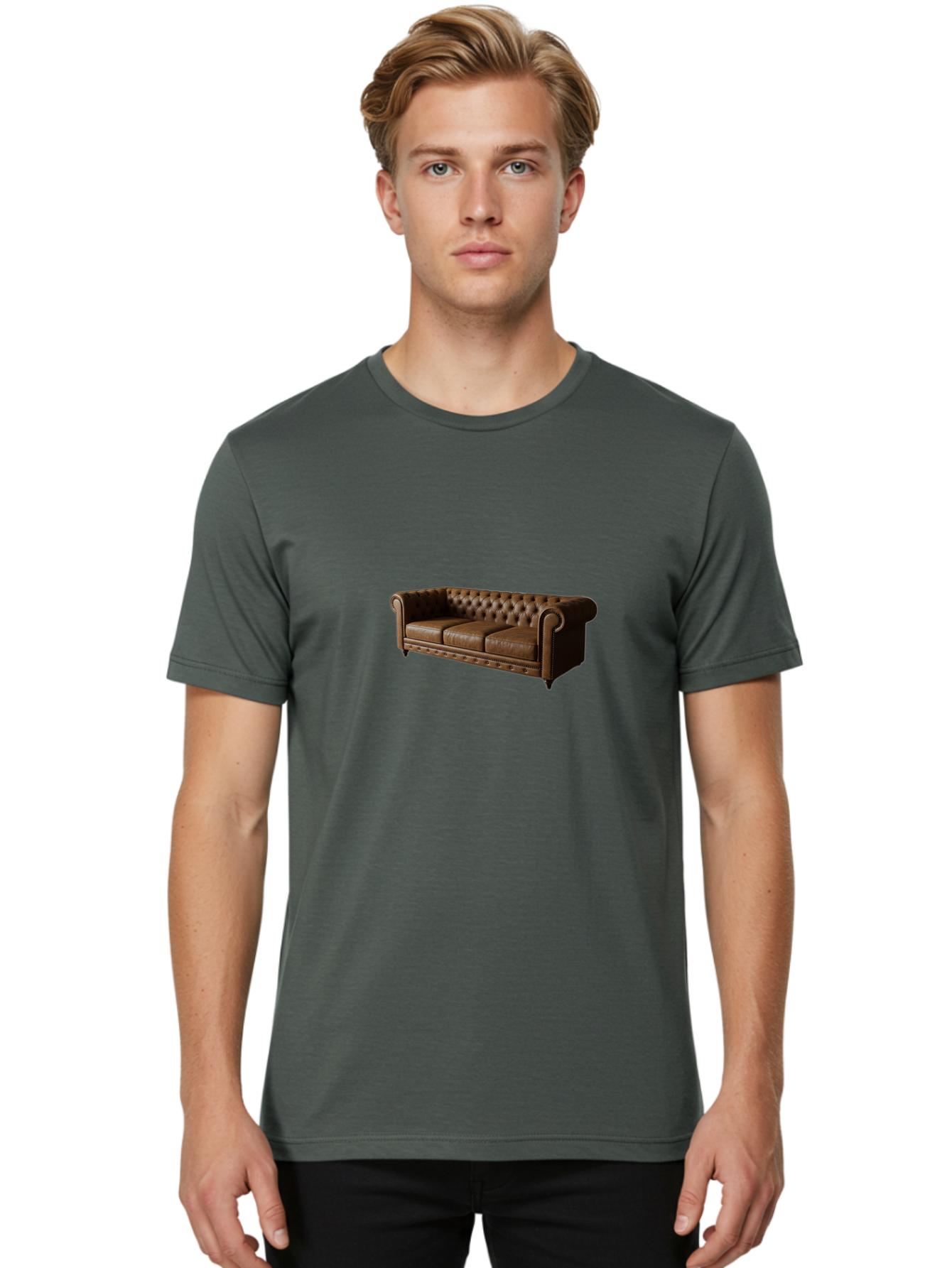 Leather-Chesterfield-Sofa Men'S Graphic Tee, 100% Cotton, Comfortable Casual Summer Wear, Machine Washable, Vintage Camera, Old Camera, Antique Camera, Black Camera, Classic Photography, Photography Equipment, Nostalgic Device, Film Camera, Bag686