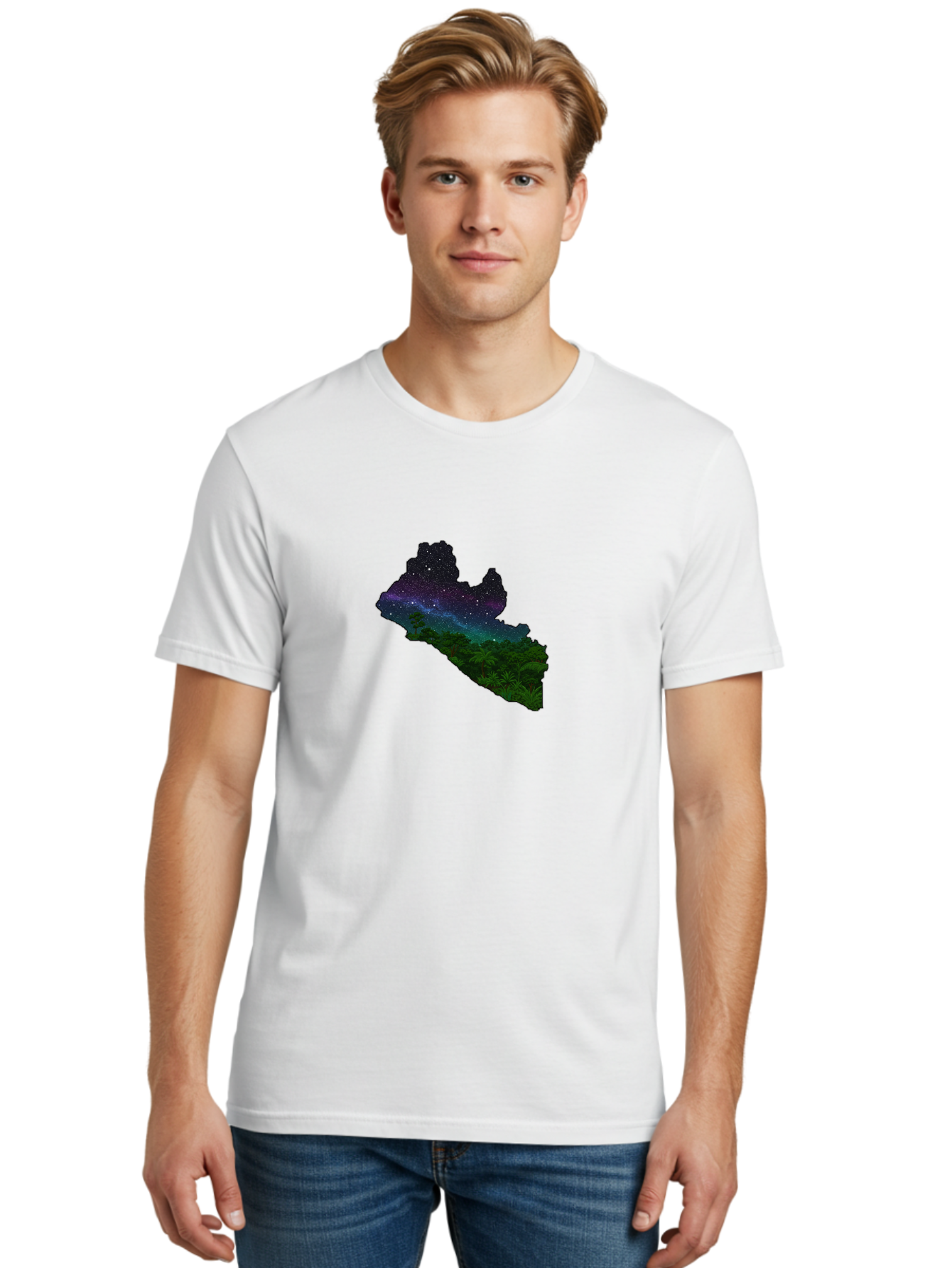Liberia-Night-Sky Men'S Graphic Tee, 100% Cotton, Comfortable Casual Summer Wear, Machine Washable, Vintage Camera, Old Camera, Antique Camera, Black Camera, Classic Photography, Photography Equipment, Nostalgic Device, Film Camera, Camera Art Bag692
