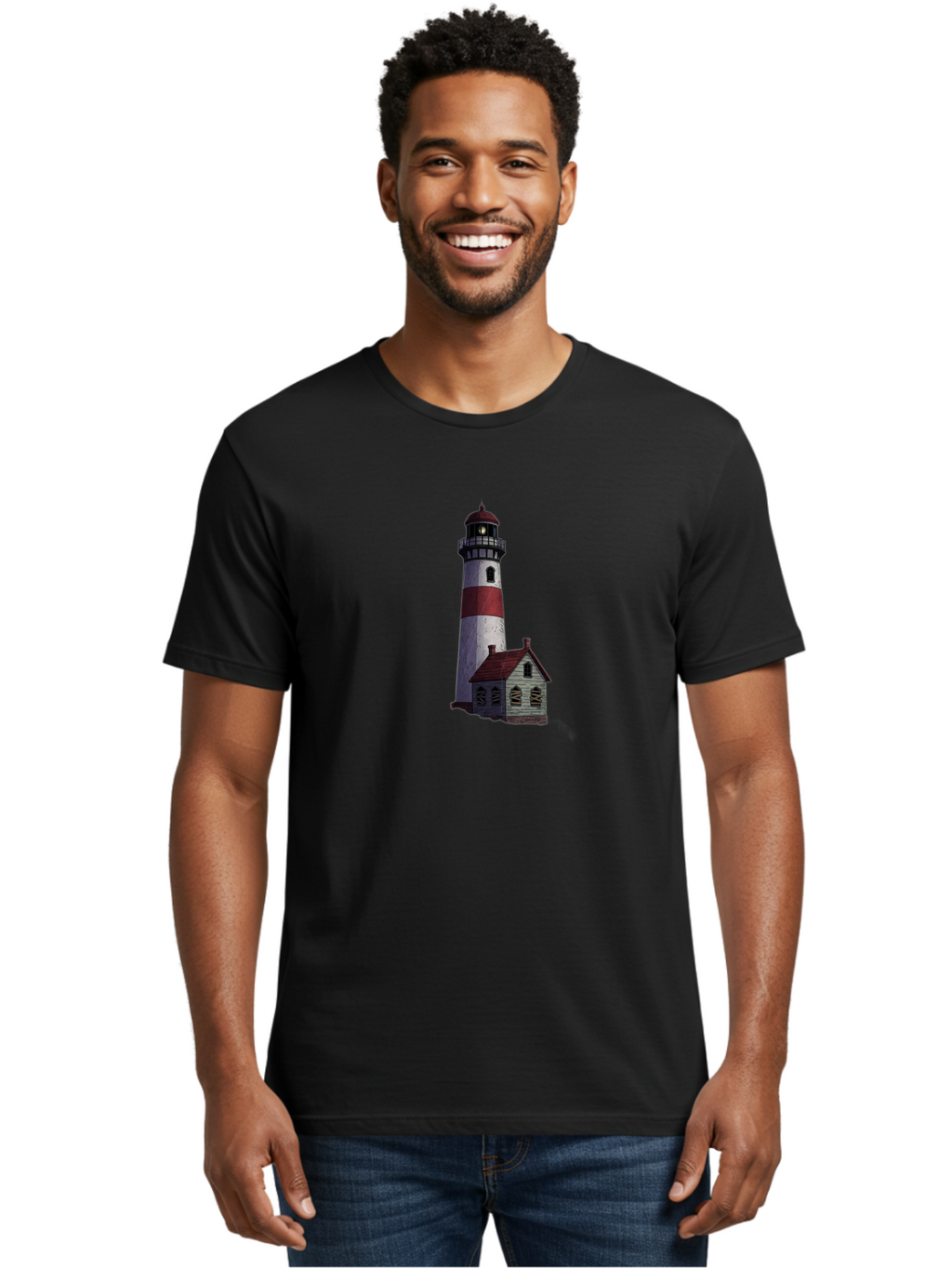Lighthouse-12 Men'S Graphic Tee, 100% Cotton, Comfortable Casual Summer Wear, Machine Washable, Vintage Camera, Old Camera, Antique Camera, Black Camera, Classic Photography, Photography Equipment, Nostalgic Device, Film Camera, Camera Art Bag701