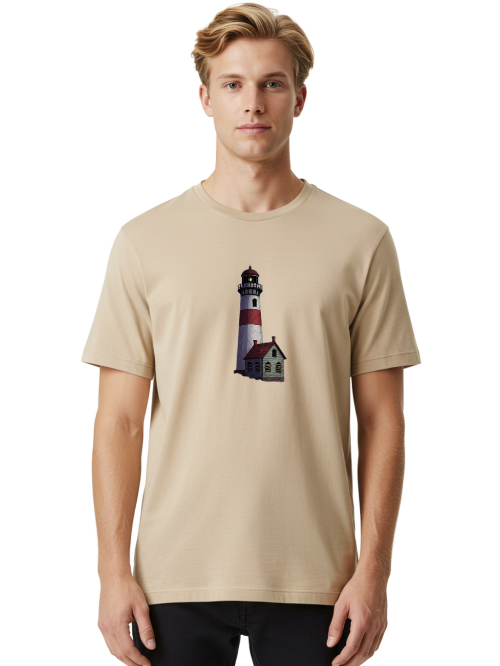 Lighthouse-12 Men'S Graphic Tee, 100% Cotton, Comfortable Casual Summer Wear, Machine Washable, Vintage Camera, Old Camera, Antique Camera, Black Camera, Classic Photography, Photography Equipment, Nostalgic Device, Film Camera, Camera Art Bag701