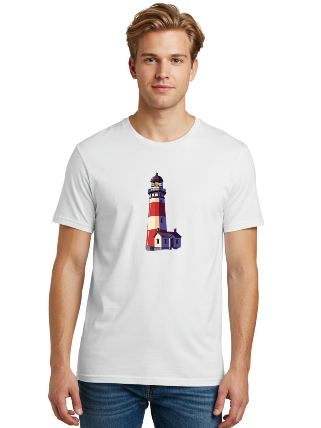 Lighthouse-15 Men'S Graphic Tee, 100% Cotton, Comfortable Casual Summer Wear, Machine Washable, Vintage Camera, Old Camera, Antique Camera, Black Camera, Classic Photography, Photography Equipment, Nostalgic Device, Film Camera, Camera Art Bag704