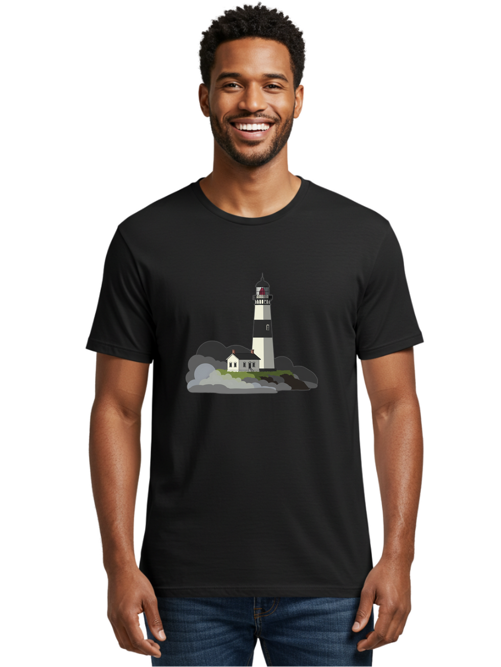 Lighthouse-3 Men'S Graphic Tee, 100% Cotton, Comfortable Casual Summer Wear, Machine Washable, Vintage Camera, Old Camera, Antique Camera, Black Camera, Classic Photography, Photography Equipment, Nostalgic Device, Film Camera, Camera Art Bag707
