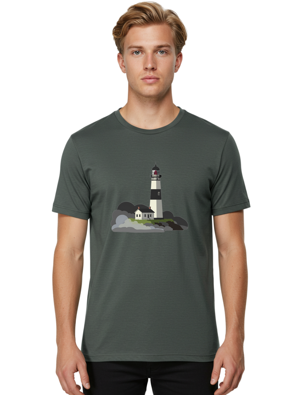 Lighthouse-3 Men'S Graphic Tee, 100% Cotton, Comfortable Casual Summer Wear, Machine Washable, Vintage Camera, Old Camera, Antique Camera, Black Camera, Classic Photography, Photography Equipment, Nostalgic Device, Film Camera, Camera Art Bag707