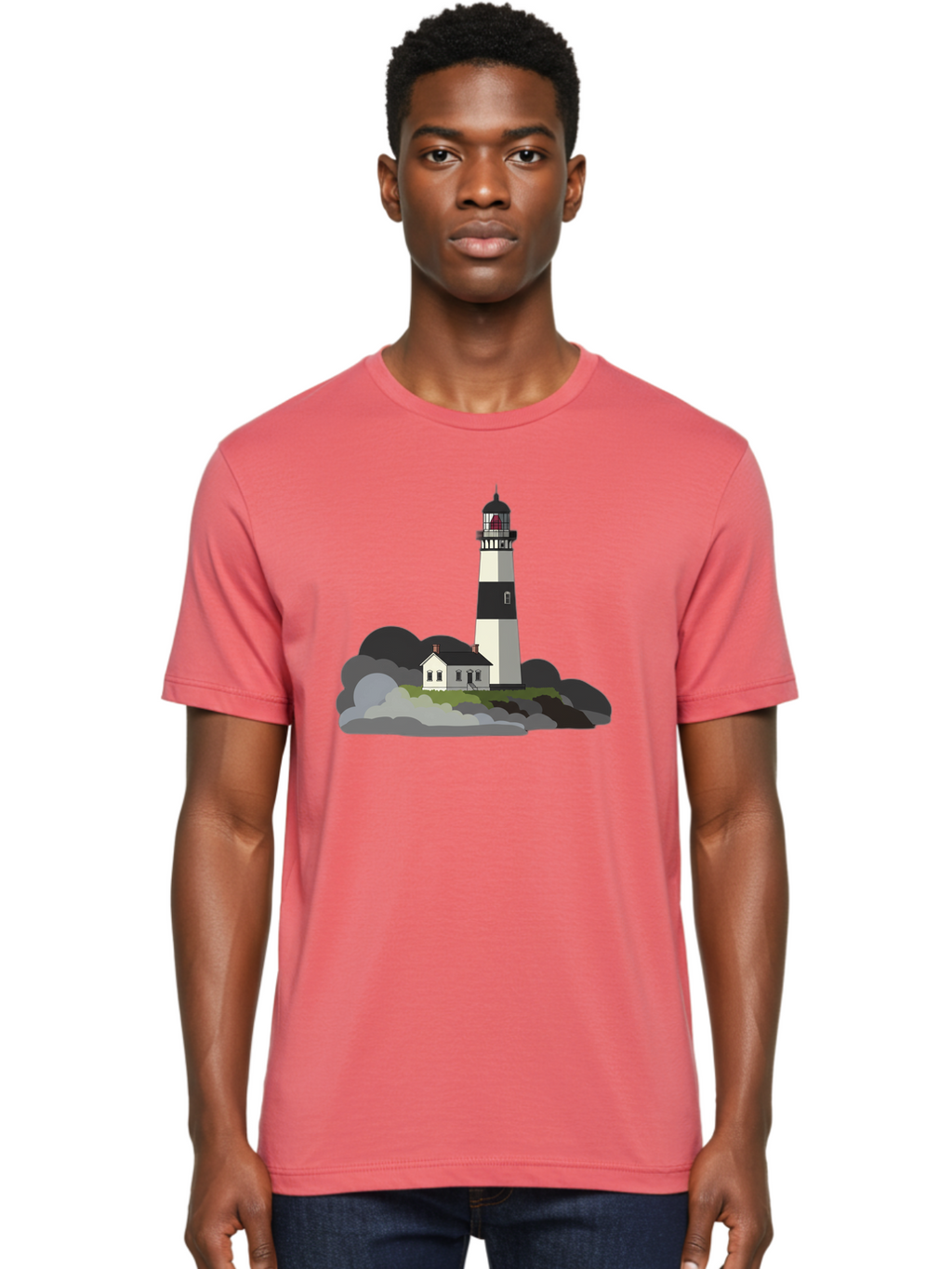Lighthouse-3 Men'S Graphic Tee, 100% Cotton, Comfortable Casual Summer Wear, Machine Washable, Vintage Camera, Old Camera, Antique Camera, Black Camera, Classic Photography, Photography Equipment, Nostalgic Device, Film Camera, Camera Art Bag707