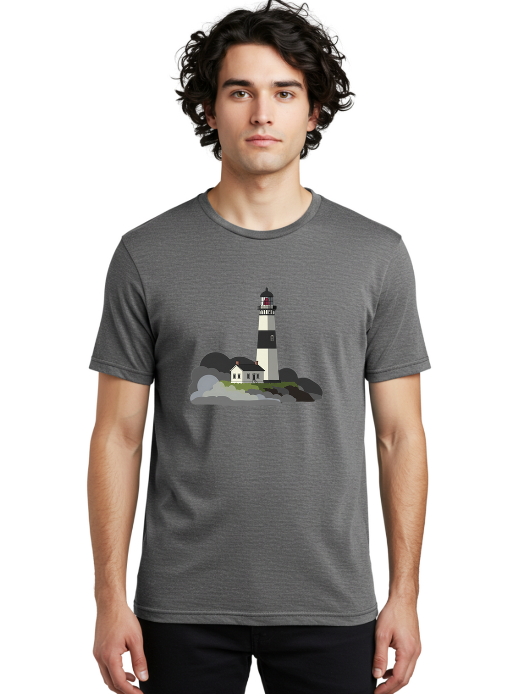 Lighthouse-3 Men'S Graphic Tee, 100% Cotton, Comfortable Casual Summer Wear, Machine Washable, Vintage Camera, Old Camera, Antique Camera, Black Camera, Classic Photography, Photography Equipment, Nostalgic Device, Film Camera, Camera Art Bag707