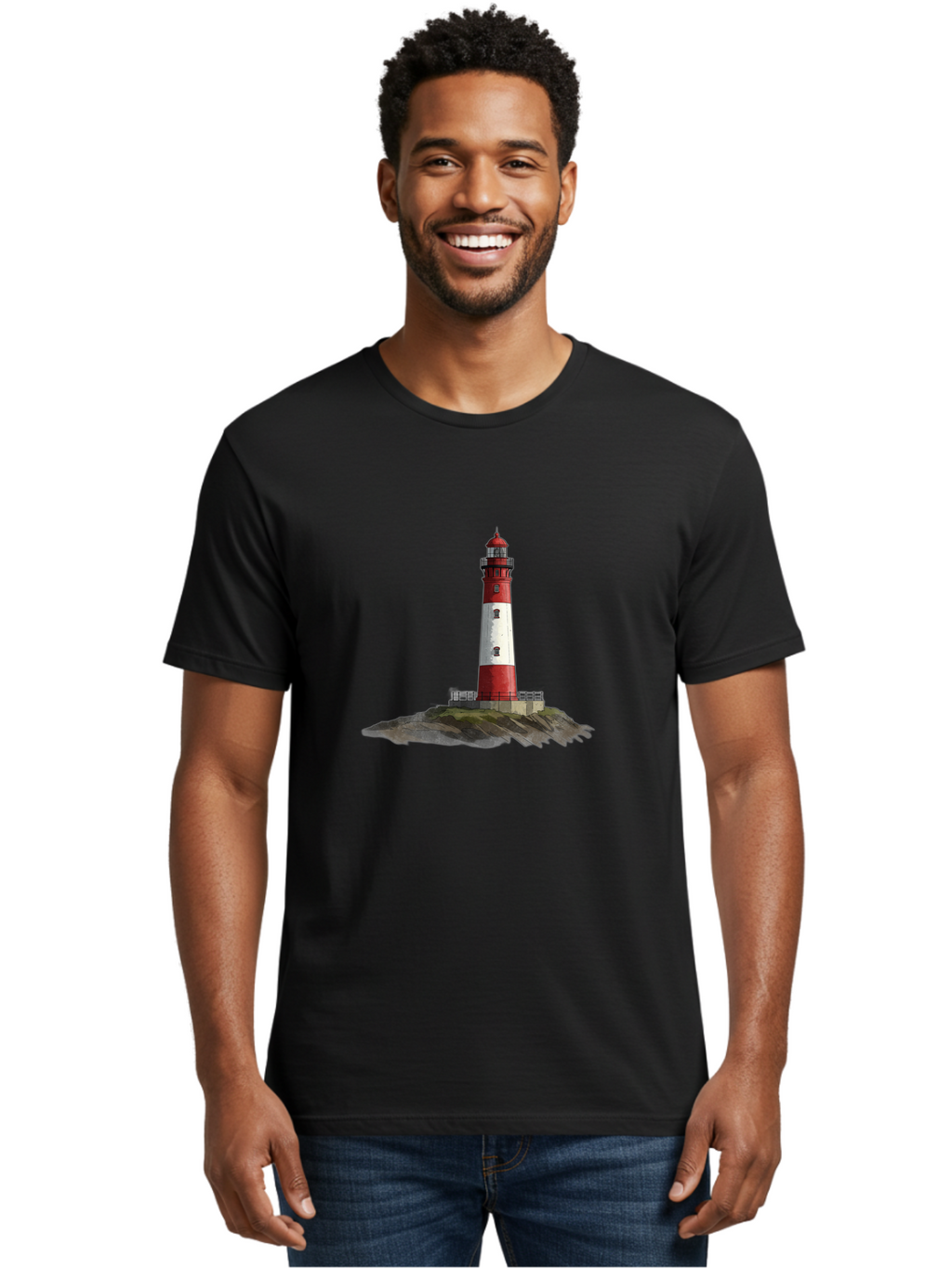 Lighthouse-4 Men'S Graphic Tee, 100% Cotton, Comfortable Casual Summer Wear, Machine Washable, Vintage Camera, Old Camera, Antique Camera, Black Camera, Classic Photography, Photography Equipment, Nostalgic Device, Film Camera, Camera Art Bag708