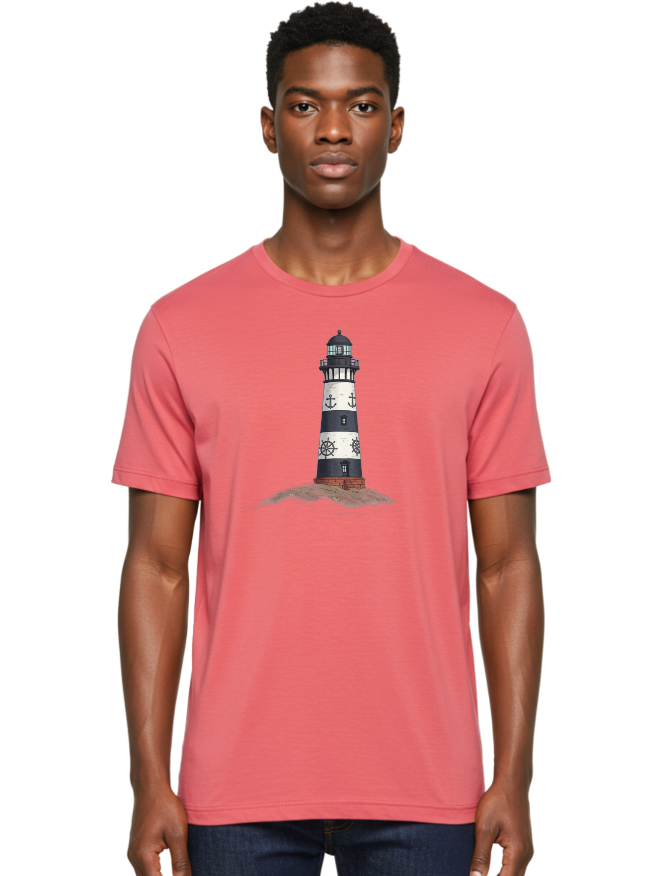 Lighthouse-6 Men'S Graphic Tee, 100% Cotton, Comfortable Casual Summer Wear, Machine Washable, Vintage Camera, Old Camera, Antique Camera, Black Camera, Classic Photography, Photography Equipment, Nostalgic Device, Film Camera, Camera Art Bag710
