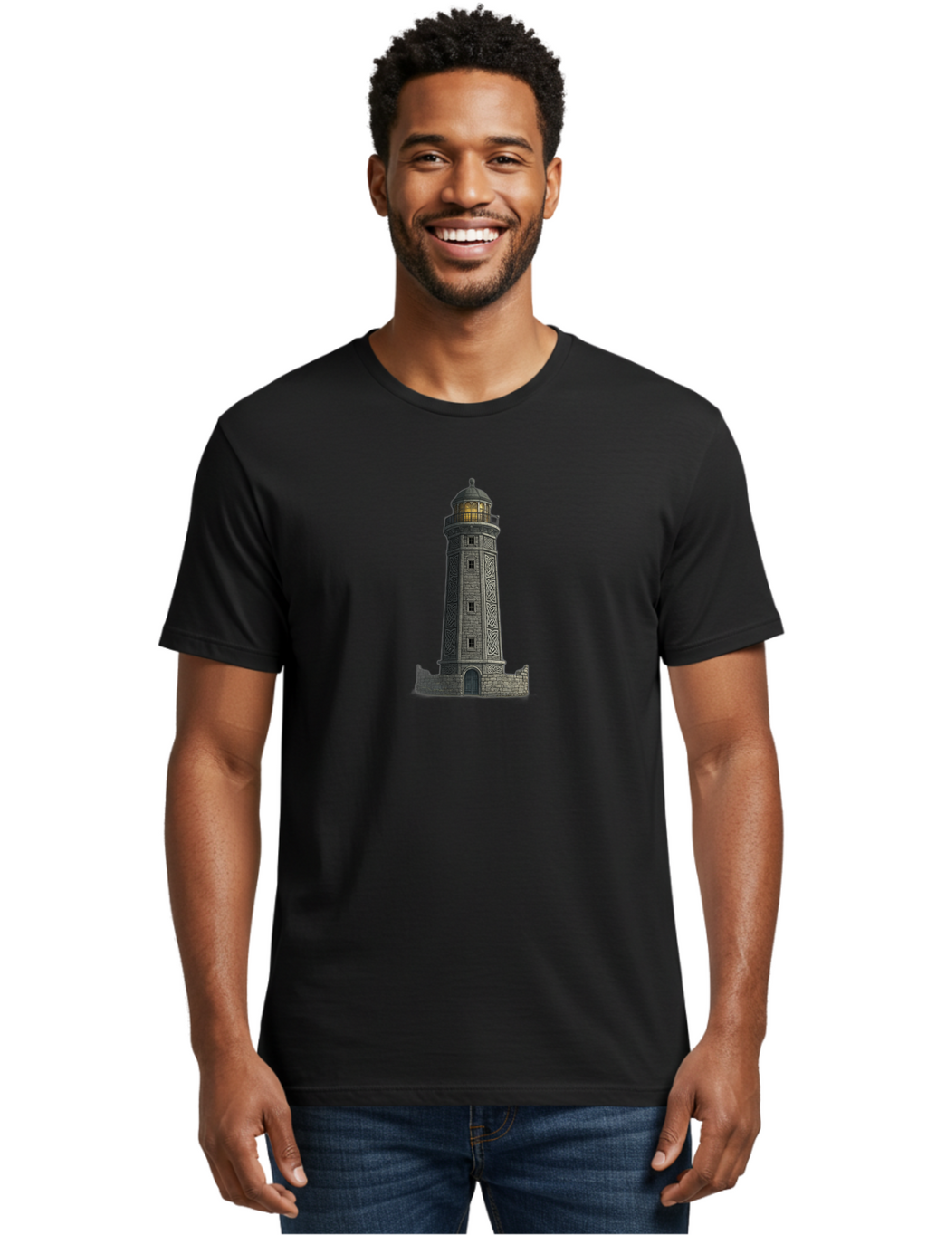 Lighthouse-7 Men'S Graphic Tee, 100% Cotton, Comfortable Casual Summer Wear, Machine Washable, Vintage Camera, Old Camera, Antique Camera, Black Camera, Classic Photography, Photography Equipment, Nostalgic Device, Film Camera, Camera Art Bag711