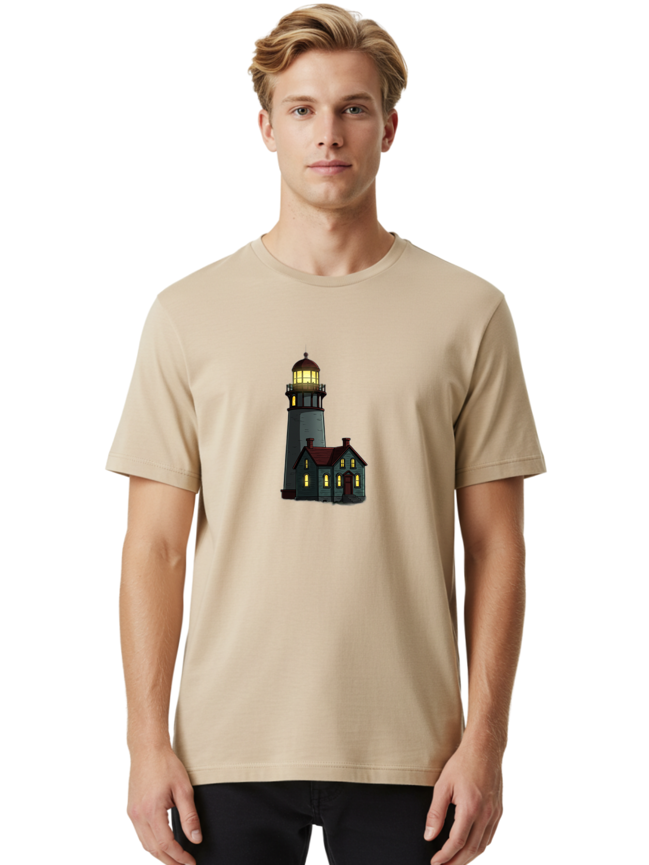 Lighthouse-And-House Men'S Graphic Tee, 100% Cotton, Comfortable Casual Summer Wear, Machine Washable, Vintage Camera, Old Camera, Antique Camera, Black Camera, Classic Photography, Photography Equipment, Nostalgic Device, Film Camera, Bag714