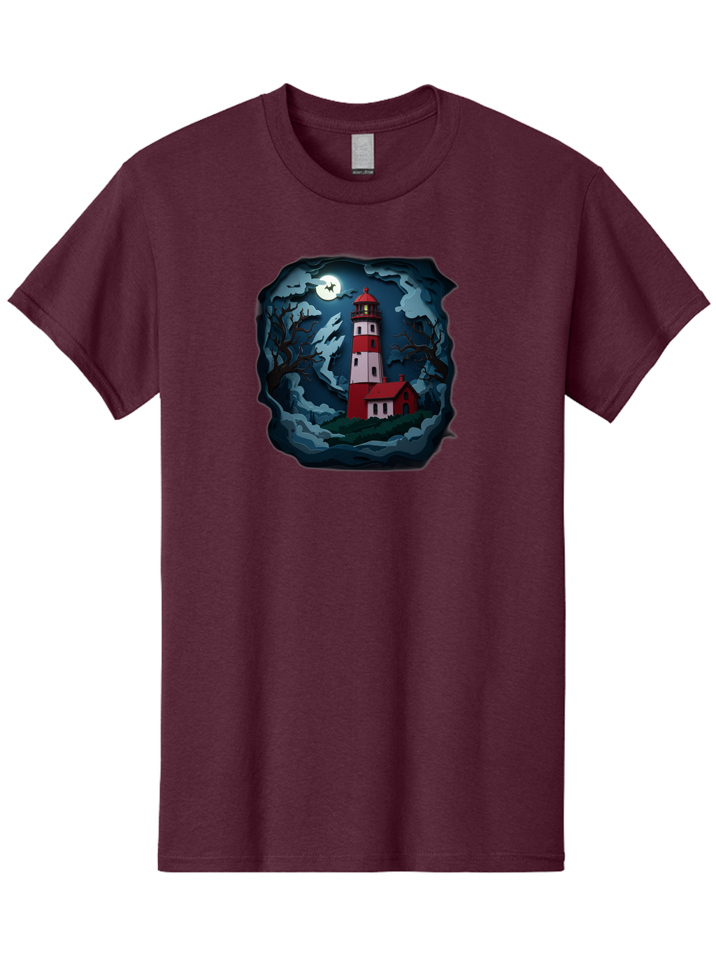 Lighthouse-At-Night Men'S Graphic Tee, 100% Cotton, Comfortable Casual Summer Wear, Machine Washable, Vintage Camera, Old Camera, Antique Camera, Black Camera, Classic Photography, Photography Equipment, Nostalgic Device, Film Camera, Bag715