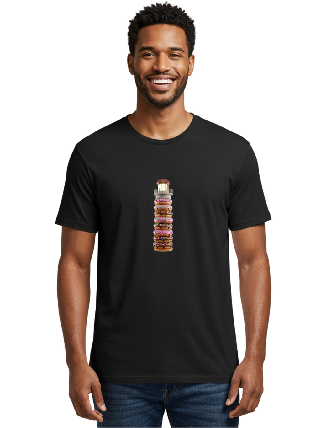 Lighthouse-Donuts Men'S Graphic Tee, 100% Cotton, Comfortable Casual Summer Wear, Machine Washable, Vintage Camera, Old Camera, Antique Camera, Black Camera, Classic Photography, Photography Equipment, Nostalgic Device, Film Camera, Camera Art Bag717