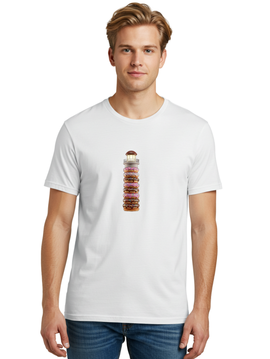 Lighthouse-Donuts Men'S Graphic Tee, 100% Cotton, Comfortable Casual Summer Wear, Machine Washable, Vintage Camera, Old Camera, Antique Camera, Black Camera, Classic Photography, Photography Equipment, Nostalgic Device, Film Camera, Camera Art Bag717