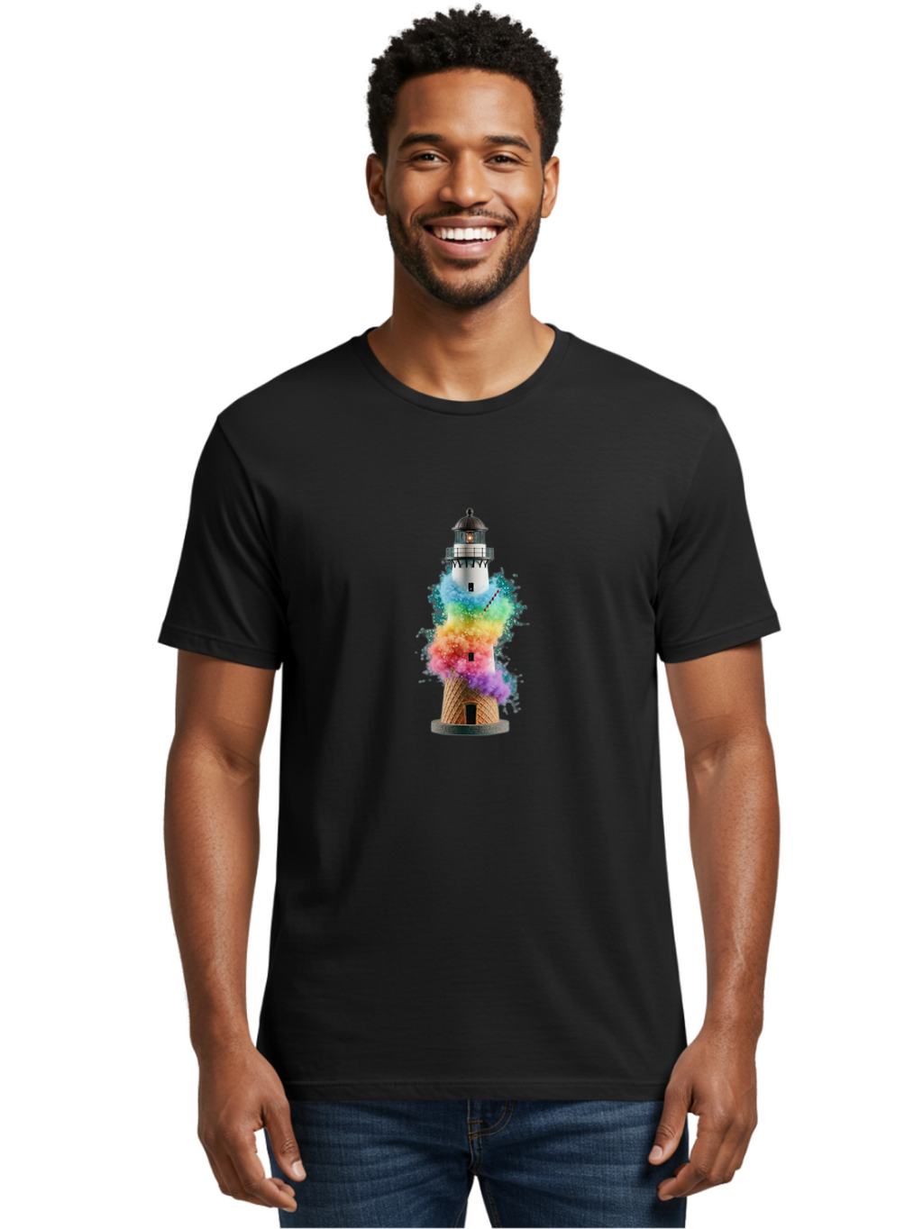 Lighthouse-Ice-Cream Men'S Graphic Tee, 100% Cotton, Comfortable Casual Summer Wear, Machine Washable, Vintage Camera, Old Camera, Antique Camera, Black Camera, Classic Photography, Photography Equipment, Nostalgic Device, Film Camera, Bag719