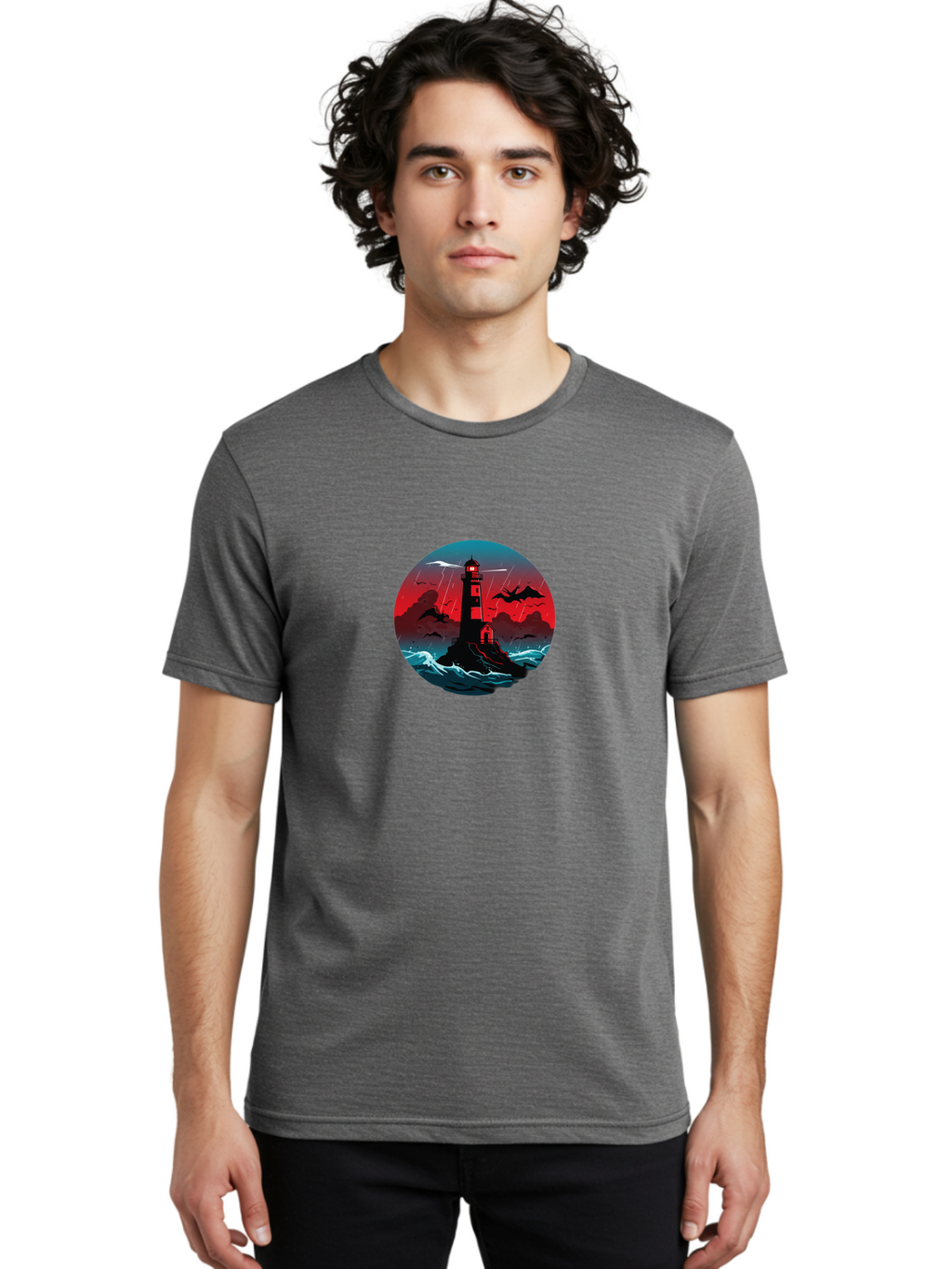 Lighthouse-Storm Men'S Graphic Tee, 100% Cotton, Comfortable Casual Summer Wear, Machine Washable, Vintage Camera, Old Camera, Antique Camera, Black Camera, Classic Photography, Photography Equipment, Nostalgic Device, Film Camera, Camera Art Bag725