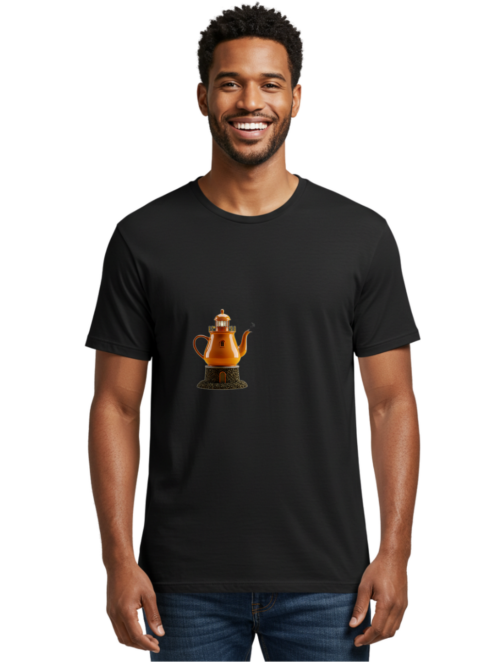 Lighthouse-Teapot Men'S Graphic Tee, 100% Cotton, Comfortable Casual Summer Wear, Machine Washable, Vintage Camera, Old Camera, Antique Camera, Black Camera, Classic Photography, Photography Equipment, Nostalgic Device, Film Camera, Camera Art Bag726