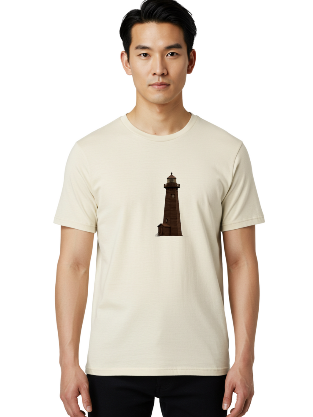 Lighthouse Men'S Graphic Tee, 100% Cotton, Comfortable Casual Summer Wear, Machine Washable, Vintage Camera, Old Camera, Antique Camera, Black Camera, Classic Photography, Photography Equipment, Nostalgic Device, Film Camera, Camera Art Bag727