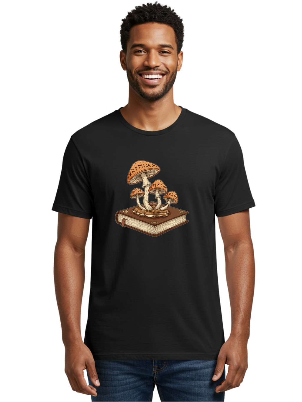 Magic-Mushrooms-On-Book Men'S Graphic Tee, 100% Cotton, Comfortable Casual Summer Wear, Machine Washable, Vintage Camera, Old Camera, Antique Camera, Black Camera, Classic Photography, Photography Equipment, Nostalgic Device, Film Camera, Bag741