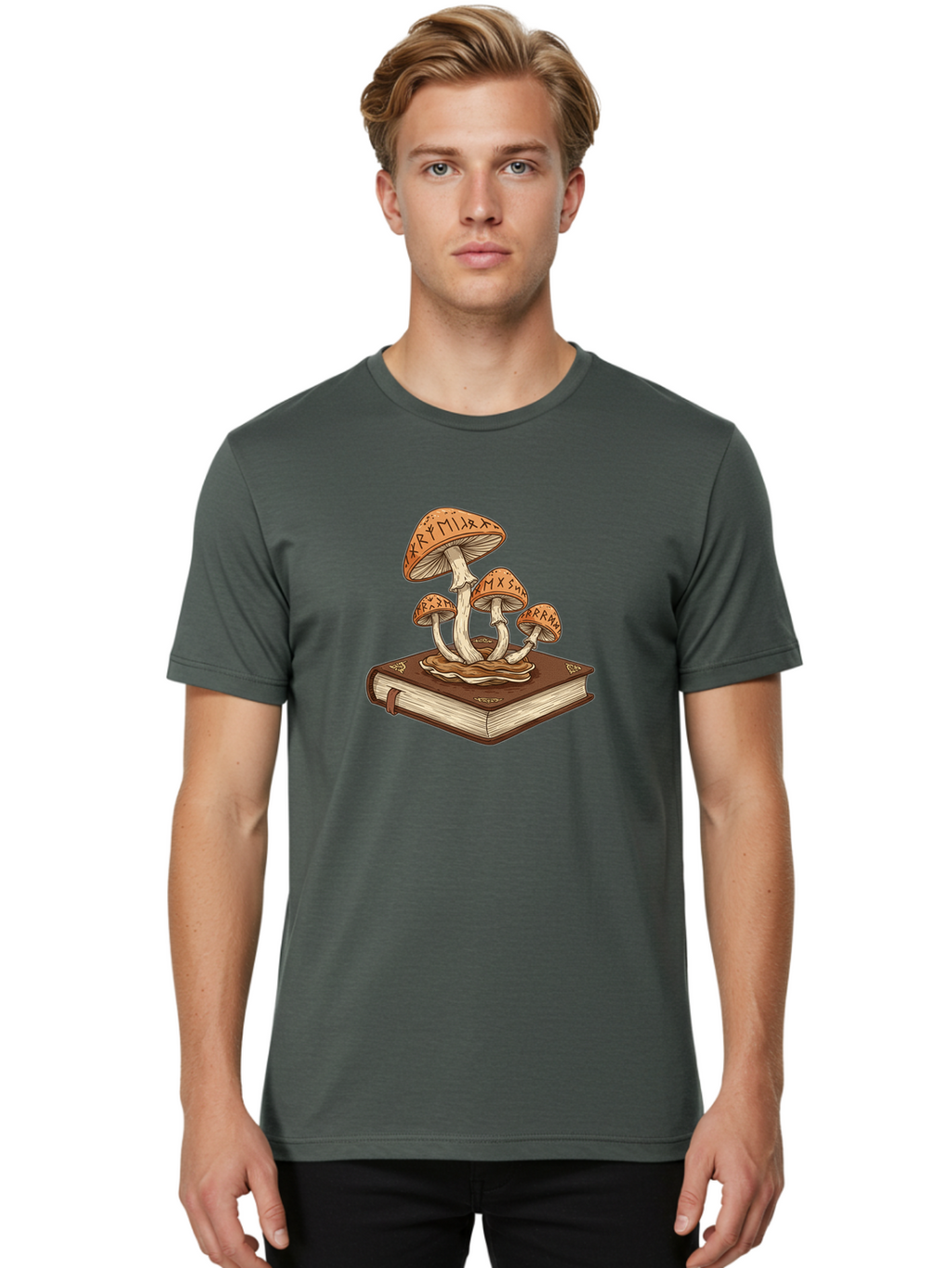Magic-Mushrooms-On-Book Men'S Graphic Tee, 100% Cotton, Comfortable Casual Summer Wear, Machine Washable, Vintage Camera, Old Camera, Antique Camera, Black Camera, Classic Photography, Photography Equipment, Nostalgic Device, Film Camera, Bag741