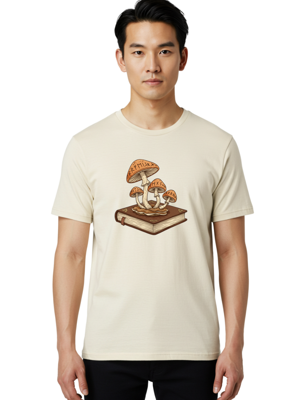 Magic-Mushrooms-On-Book Men'S Graphic Tee, 100% Cotton, Comfortable Casual Summer Wear, Machine Washable, Vintage Camera, Old Camera, Antique Camera, Black Camera, Classic Photography, Photography Equipment, Nostalgic Device, Film Camera, Bag741