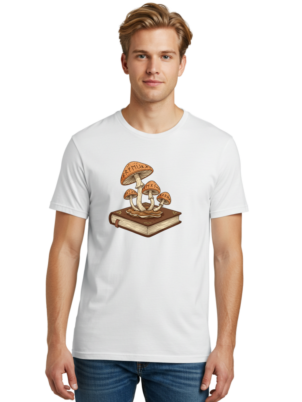 Magic-Mushrooms-On-Book Men'S Graphic Tee, 100% Cotton, Comfortable Casual Summer Wear, Machine Washable, Vintage Camera, Old Camera, Antique Camera, Black Camera, Classic Photography, Photography Equipment, Nostalgic Device, Film Camera, Bag741