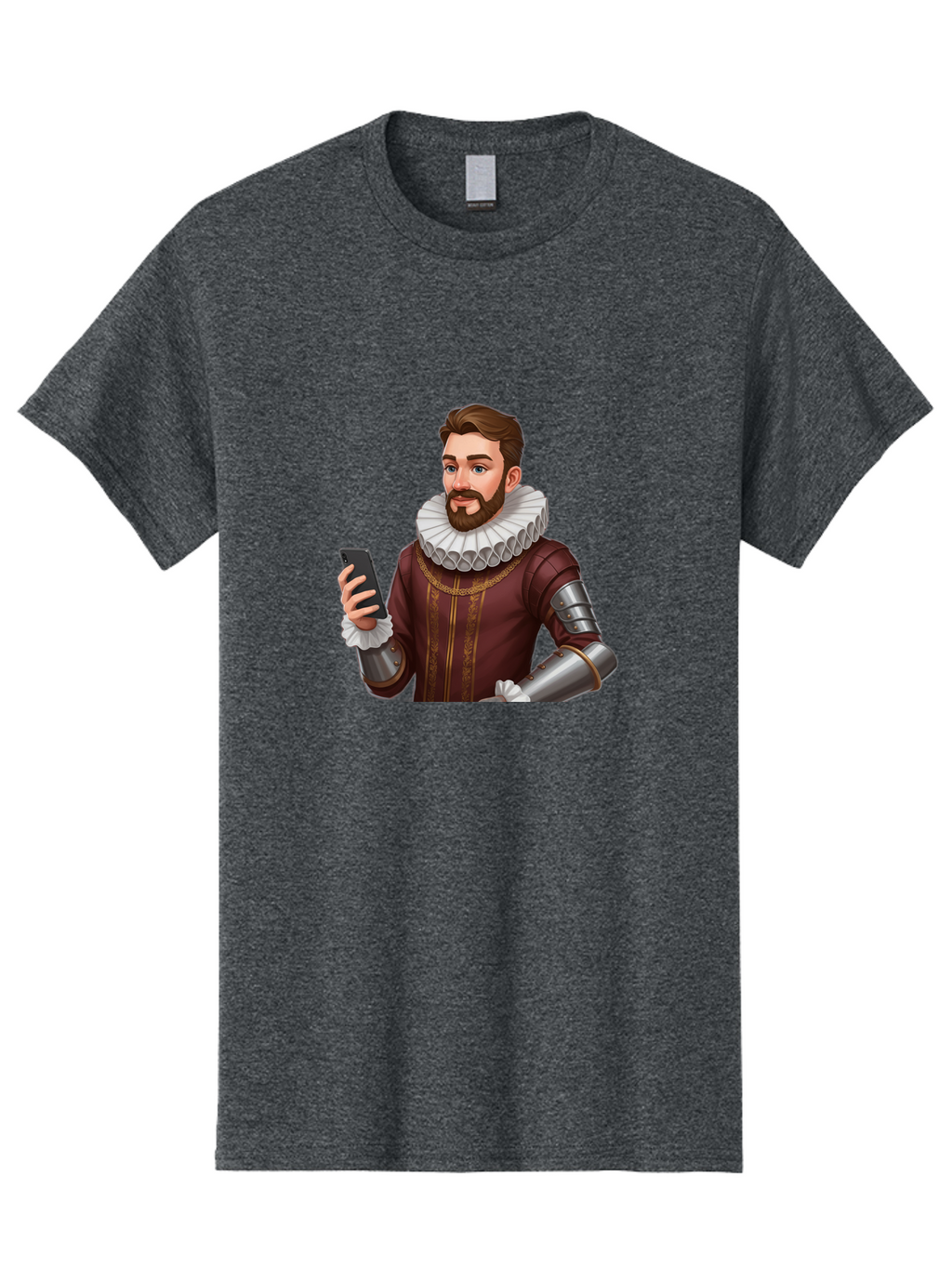Man-In-Armor-With-Smartphone Men'S Graphic Tee, 100% Cotton, Comfortable Casual Summer Wear, Machine Washable, Vintage Camera, Old Camera, Antique Camera, Black Camera, Classic Photography, Photography Equipment, Nostalgic Device, Film Camera, Bag743