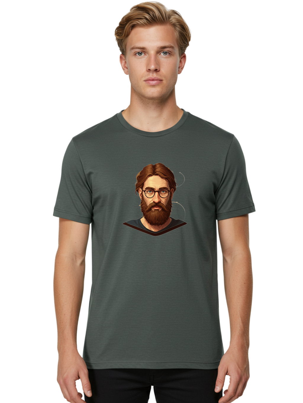 Man-With-Beard-And-Glasses Men'S Graphic Tee, 100% Cotton, Comfortable Casual Summer Wear, Machine Washable, Vintage Camera, Old Camera, Antique Camera, Black Camera, Classic Photography, Photography Equipment, Nostalgic Device, Film Camera, Bag749