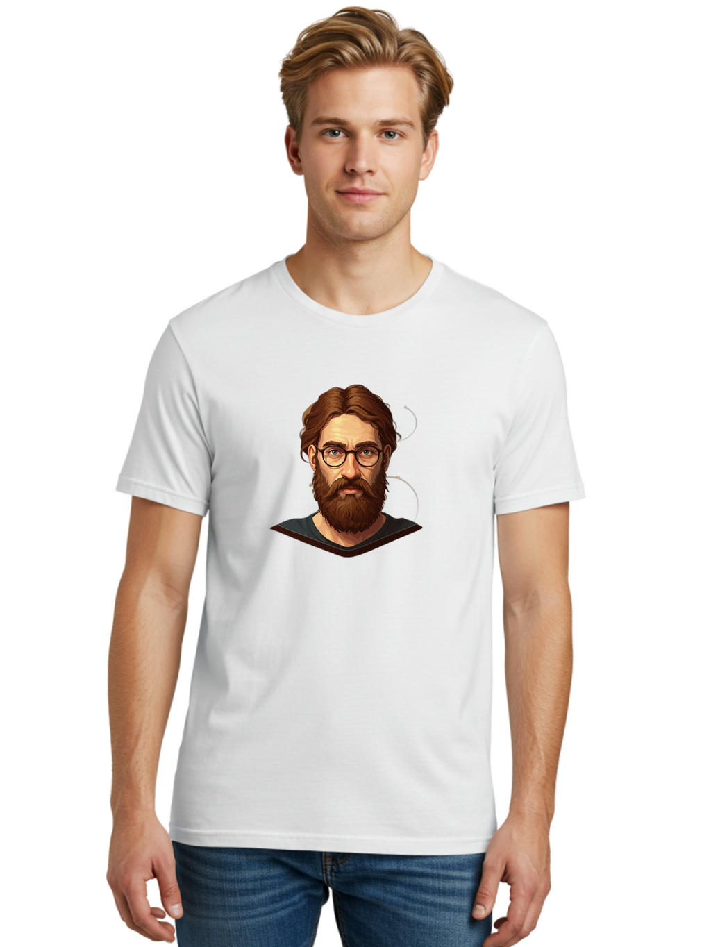 Man-With-Beard-And-Glasses Men'S Graphic Tee, 100% Cotton, Comfortable Casual Summer Wear, Machine Washable, Vintage Camera, Old Camera, Antique Camera, Black Camera, Classic Photography, Photography Equipment, Nostalgic Device, Film Camera, Bag749