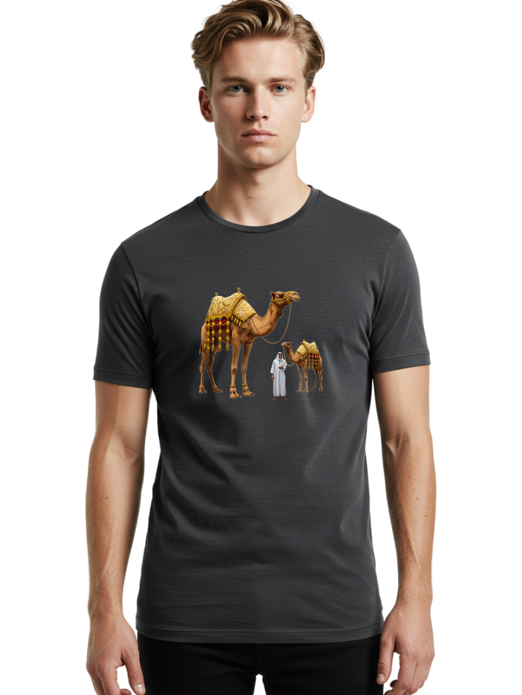 Man-With-Camels Men'S Graphic Tee, 100% Cotton, Comfortable Casual Summer Wear, Machine Washable, Vintage Camera, Old Camera, Antique Camera, Black Camera, Classic Photography, Photography Equipment, Nostalgic Device, Film Camera, Camera Art Bag751