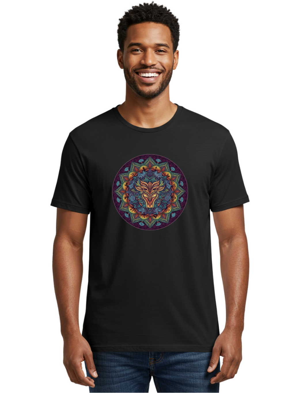 Mandala-Wolf Men'S Graphic Tee, 100% Cotton, Comfortable Casual Summer Wear, Machine Washable, Vintage Camera, Old Camera, Antique Camera, Black Camera, Classic Photography, Photography Equipment, Nostalgic Device, Film Camera, Camera Art Bag755