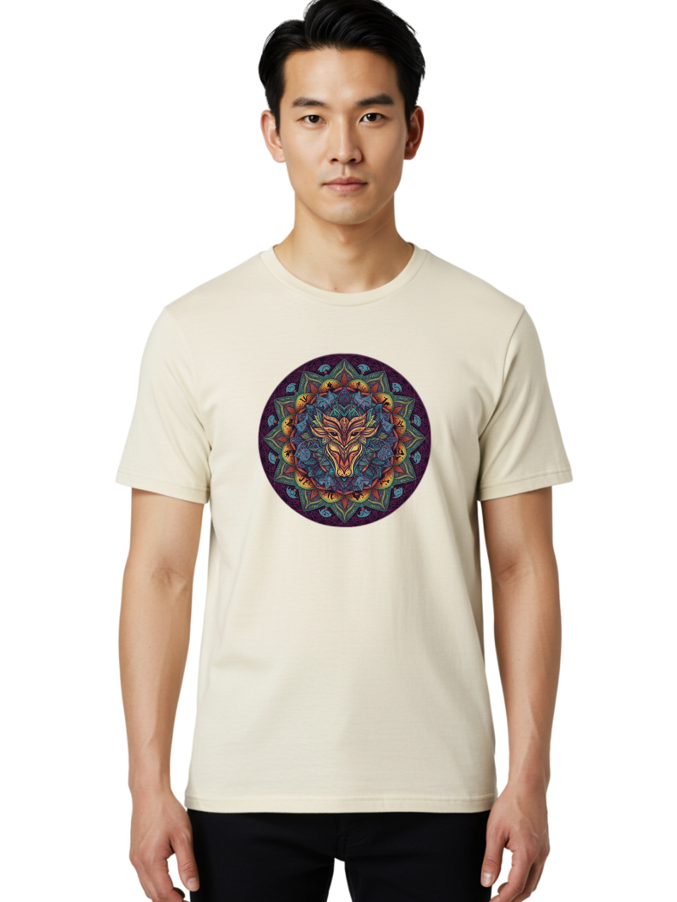 Mandala-Wolf Men'S Graphic Tee, 100% Cotton, Comfortable Casual Summer Wear, Machine Washable, Vintage Camera, Old Camera, Antique Camera, Black Camera, Classic Photography, Photography Equipment, Nostalgic Device, Film Camera, Camera Art Bag755