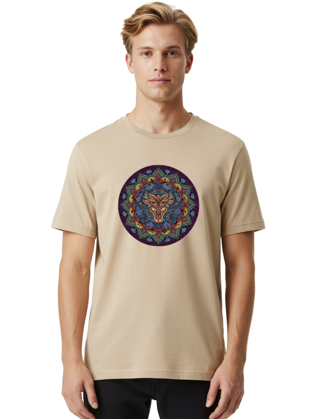 Mandala-Wolf Men'S Graphic Tee, 100% Cotton, Comfortable Casual Summer Wear, Machine Washable, Vintage Camera, Old Camera, Antique Camera, Black Camera, Classic Photography, Photography Equipment, Nostalgic Device, Film Camera, Camera Art Bag755