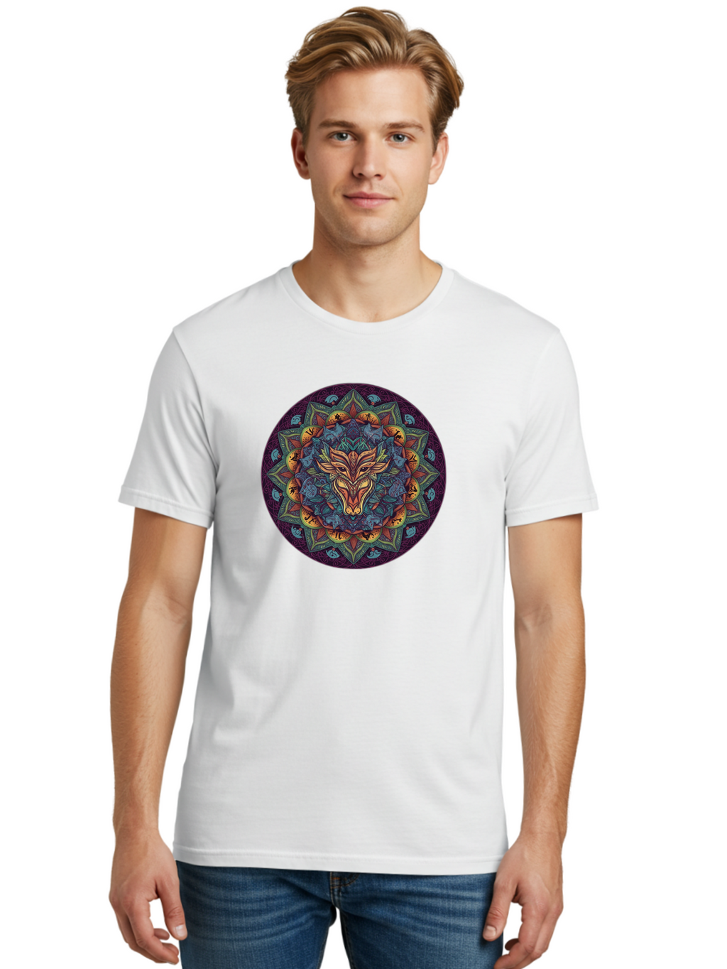 Mandala-Wolf Men'S Graphic Tee, 100% Cotton, Comfortable Casual Summer Wear, Machine Washable, Vintage Camera, Old Camera, Antique Camera, Black Camera, Classic Photography, Photography Equipment, Nostalgic Device, Film Camera, Camera Art Bag755
